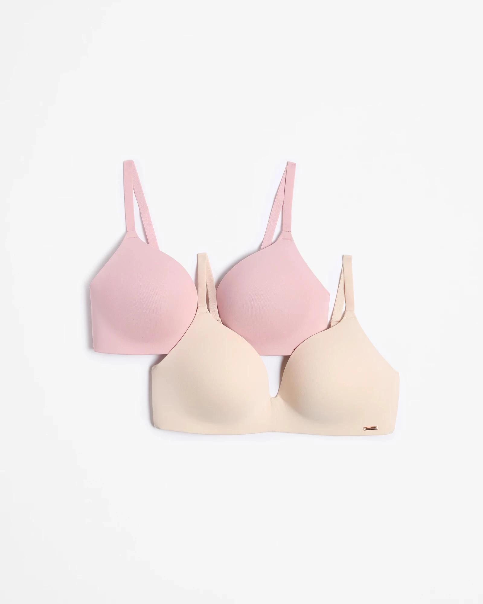 1 Target Woman 2 Pack Wirefree T-Shirt Bras SOFT ROSE/BARE BEAUTY, 1 of 4