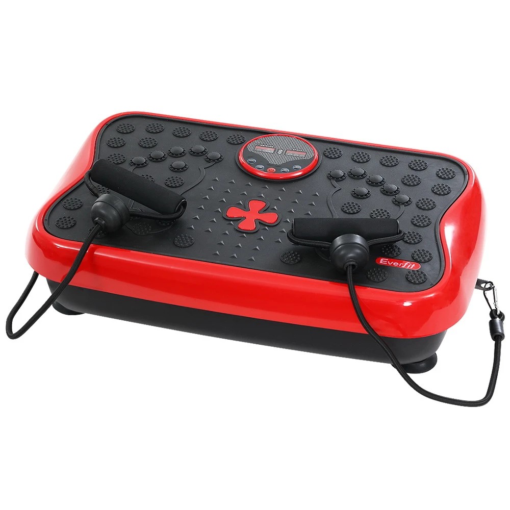 1 Everfit Vibration Machine Platform Vibrator with Resistance Rope Home Gym - Red, 1 of 7
