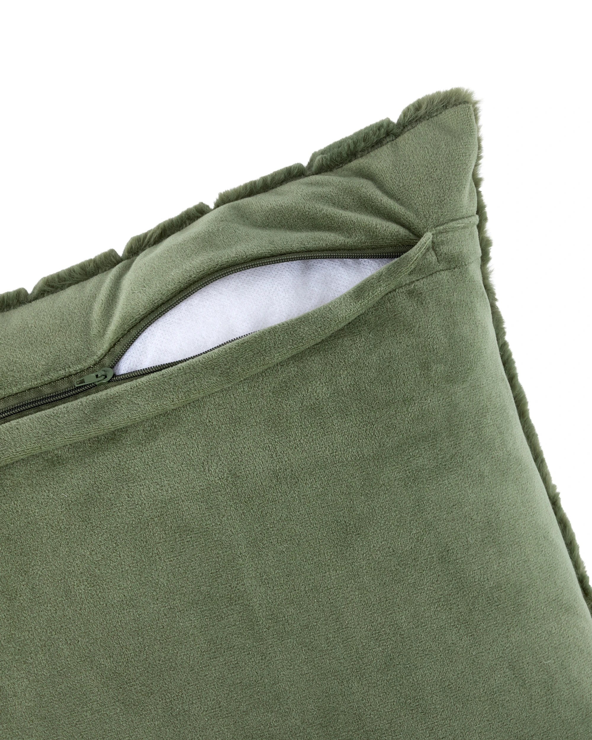 4 50cm Faux Fur Cushion - Green, 4 of 4