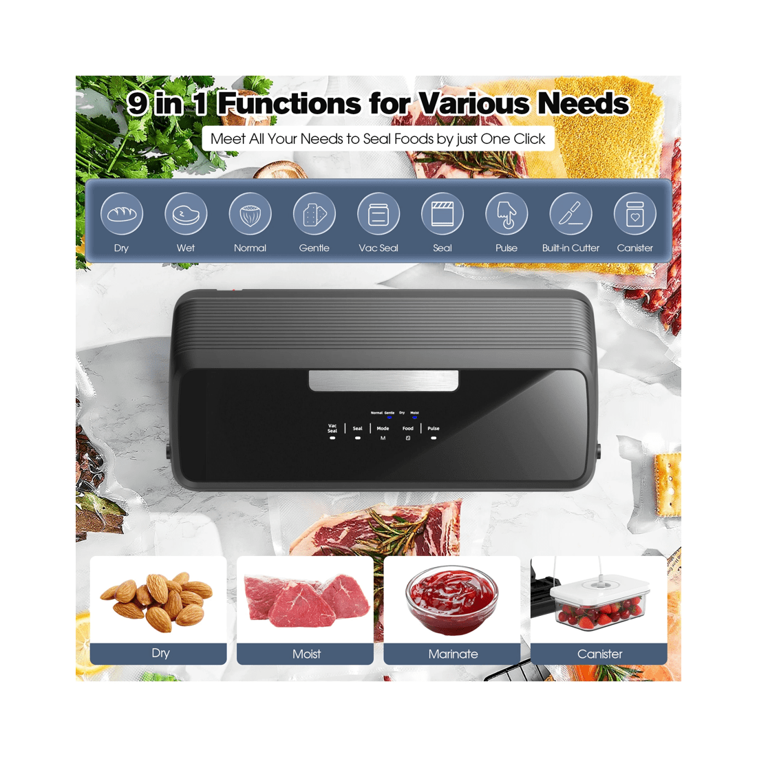 2 Advwin Vacuum Sealer Machine For Food Storage, Dual Pump Food Vacuum Sealer With Built-in Cutter, 2 of 8
