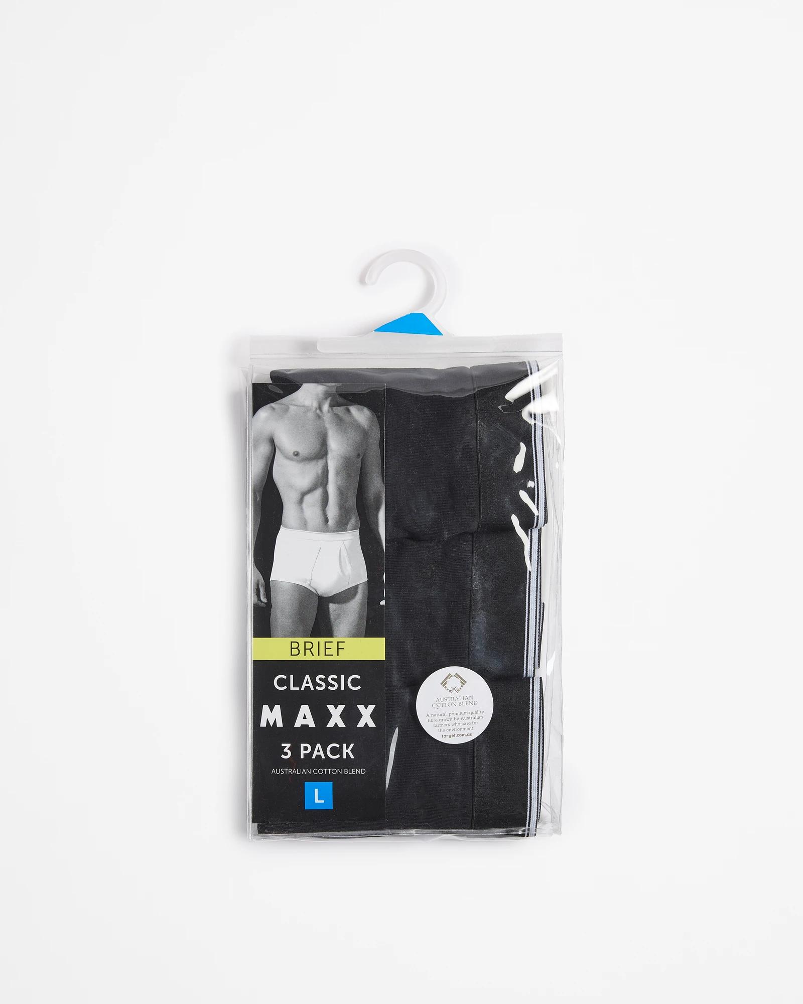 4 Australian Cotton Blend 3 Pack Classic Briefs - Maxx BLACK, 4 of 4