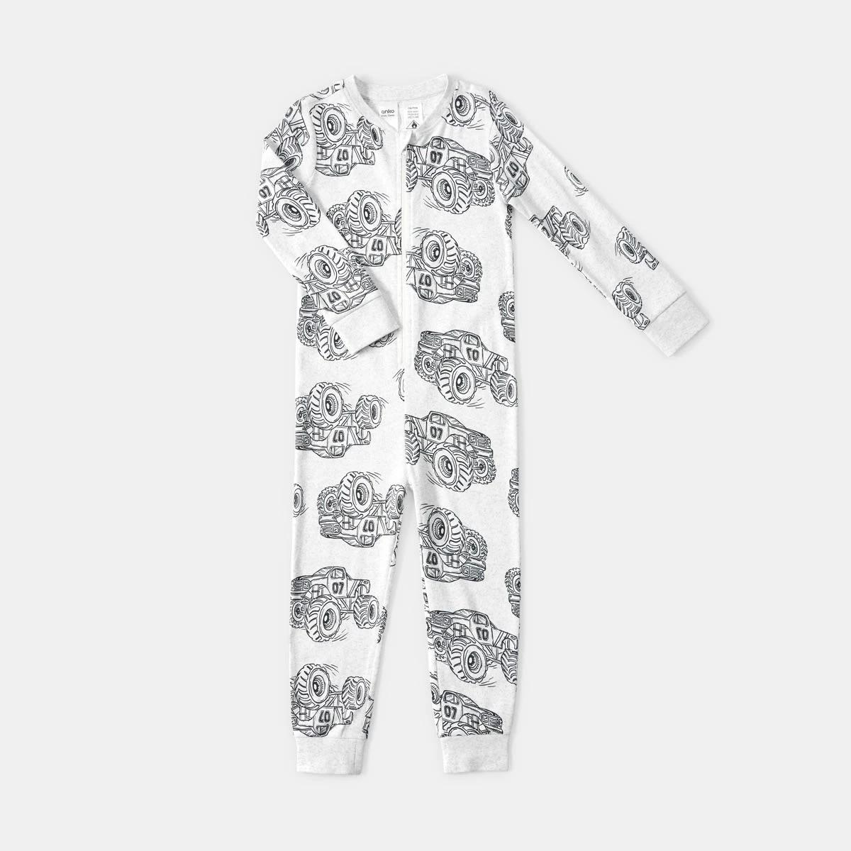 6 Ribbed All-In-One Sleepsuit Wht Truck, 6 of 9