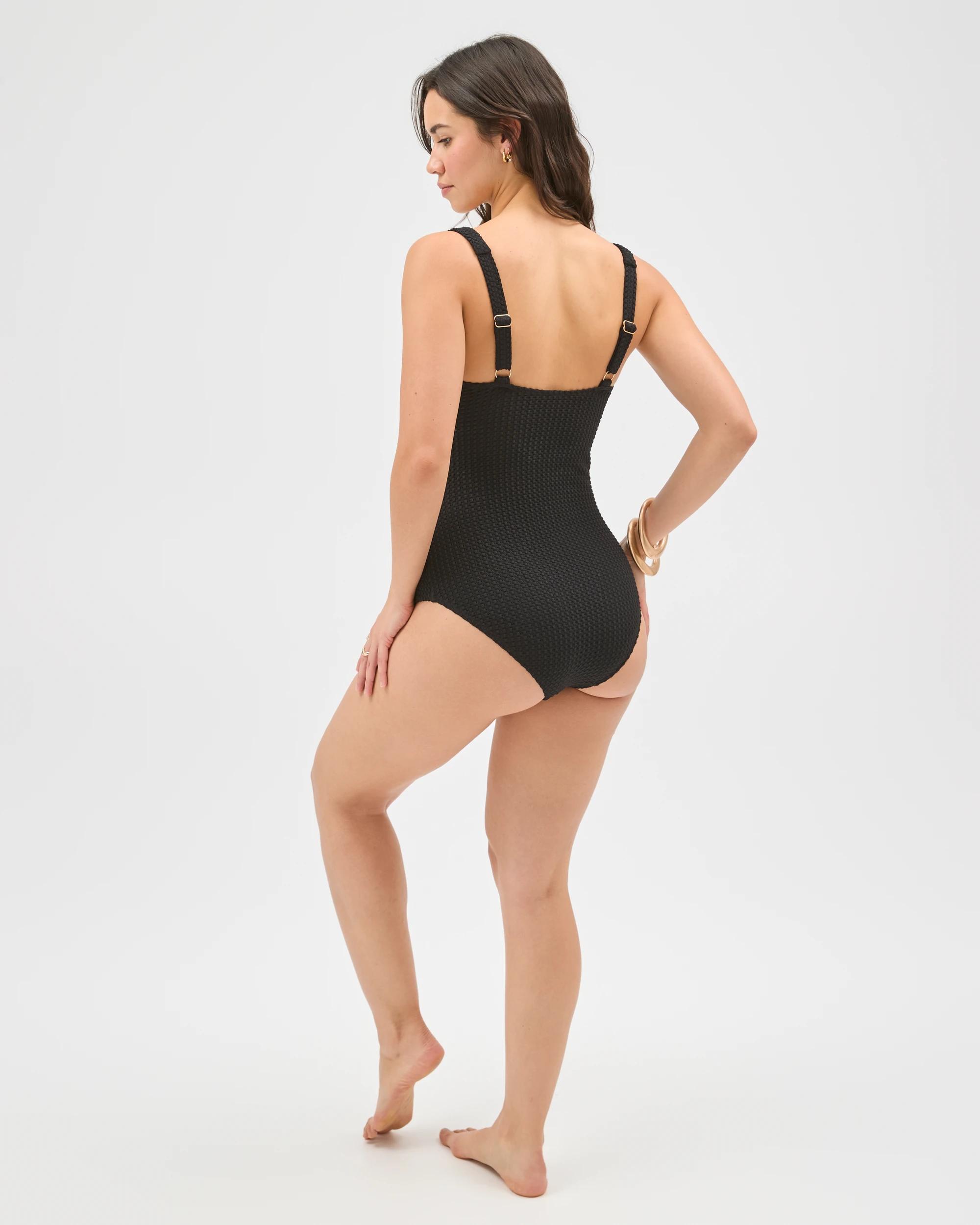 6 Target Woman Resort Sleeveless Square Neck Crochet Swim One Piece BLACK, 6 of 9