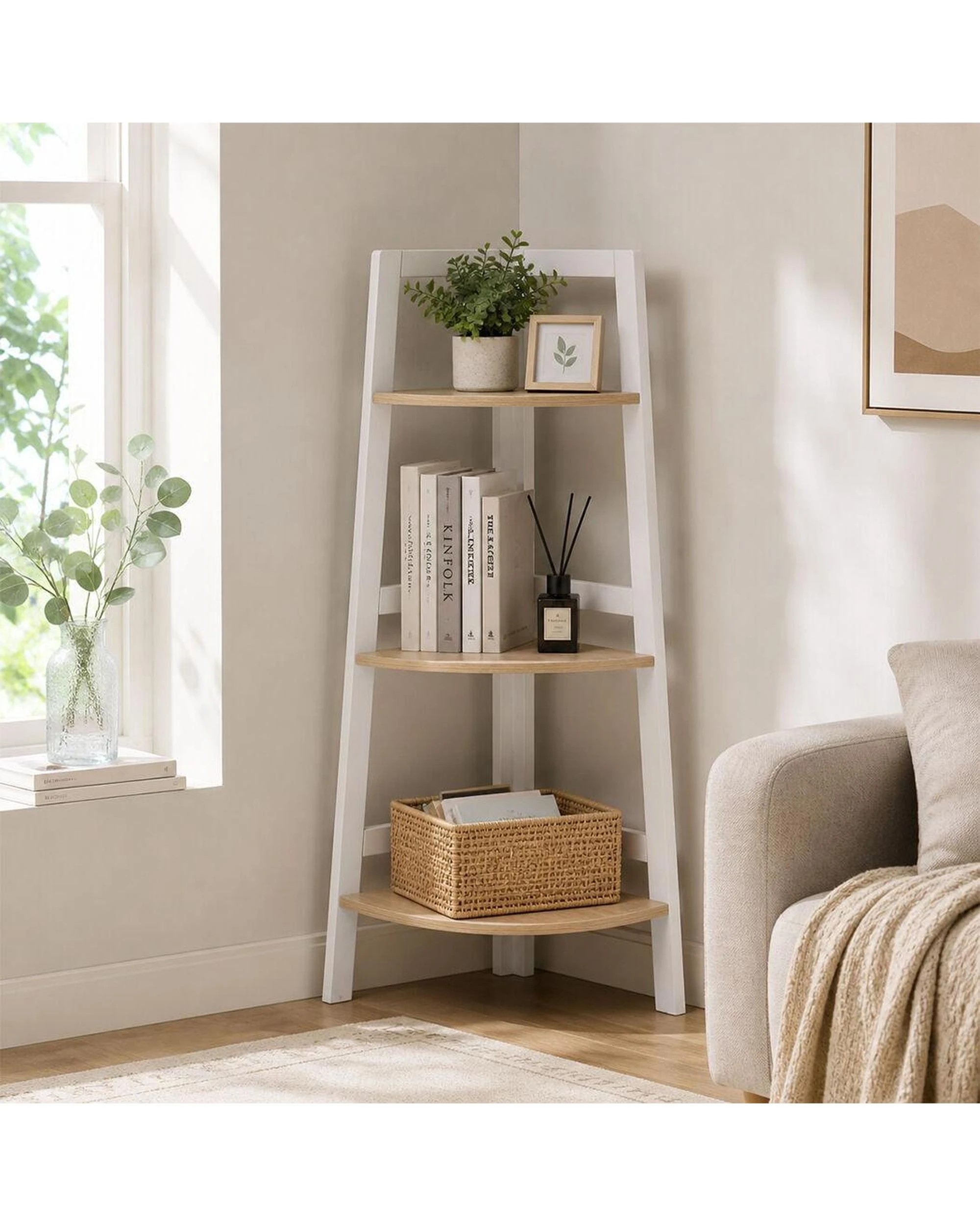 9 Hawaii 3 Tier Display Ladder Corner Shelf Rack White, 9 of 9