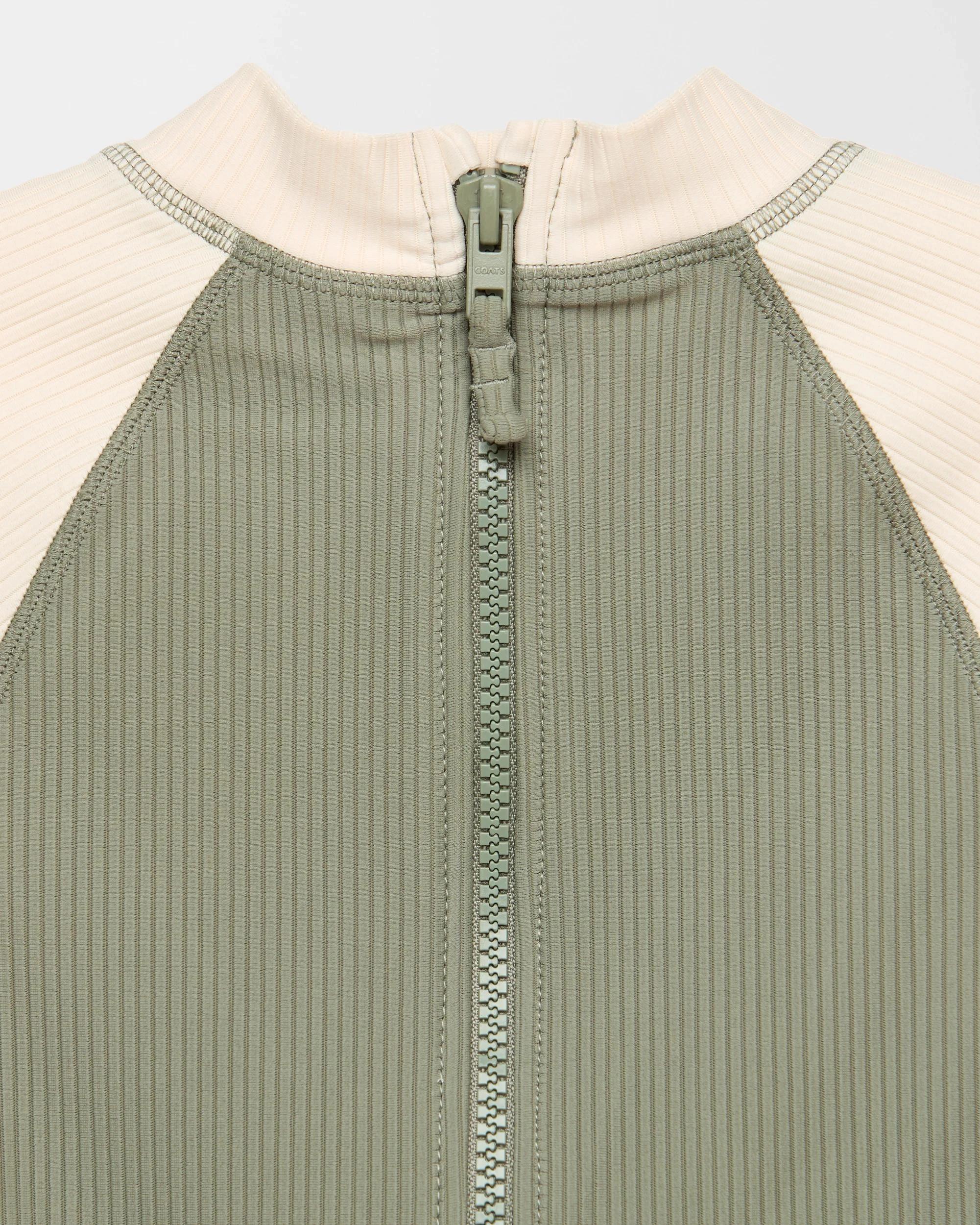 2 Target Boys Long Sleeve Ribbed Swim Onesuit KHAKI/NEUTRAL, 2 of 2