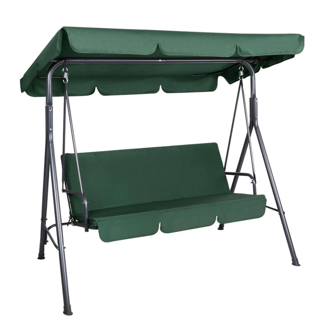 1 Gardeon Outdoor Swing Chair Garden Bench Furniture Canopy 3 Seater - Green, 1 of 7