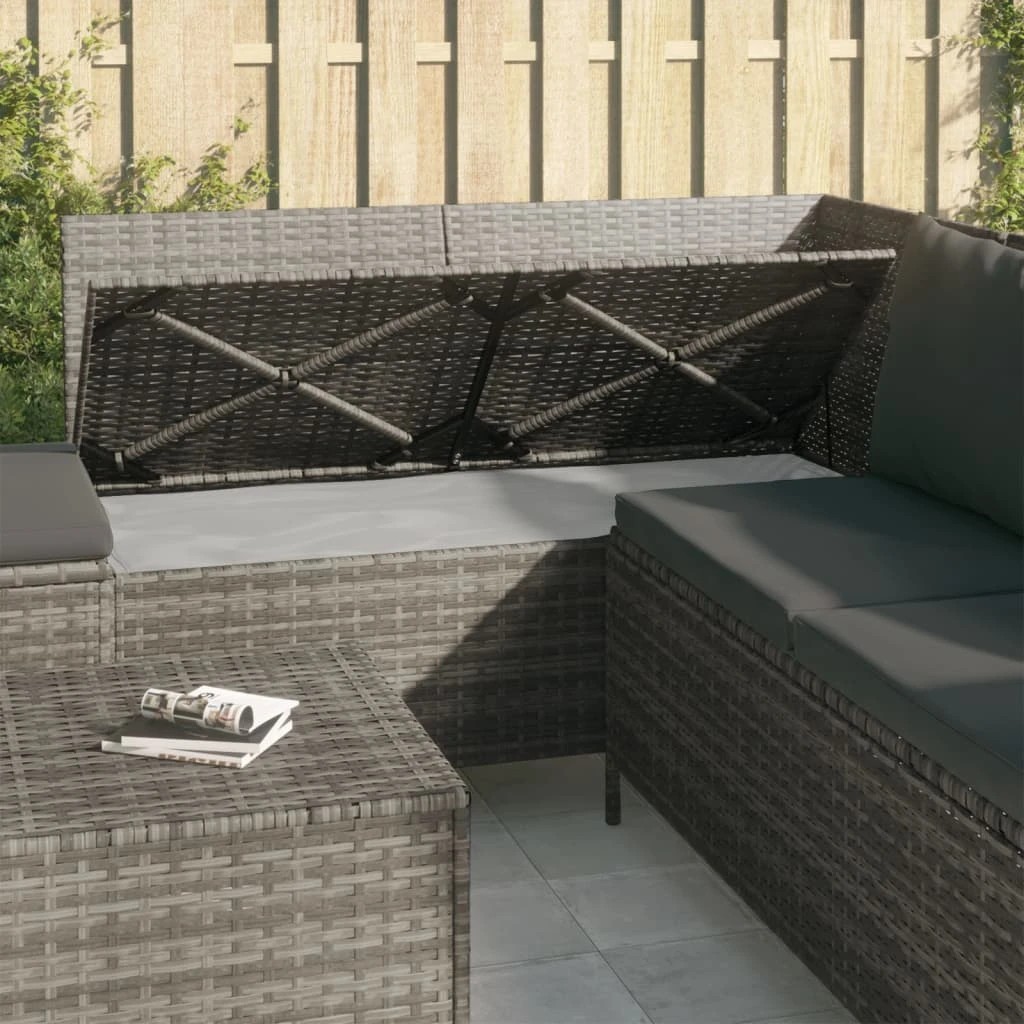 8 vidaXL 4 Piece Garden Lounge Set With Cushions Poly Rattan - Grey, 8 of 8