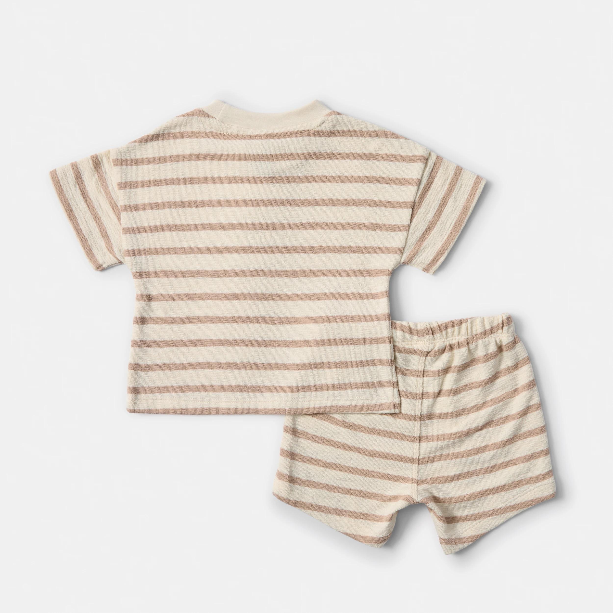 2 Short Sleeve Textured Set BEIGE STRIPES, 2 of 3