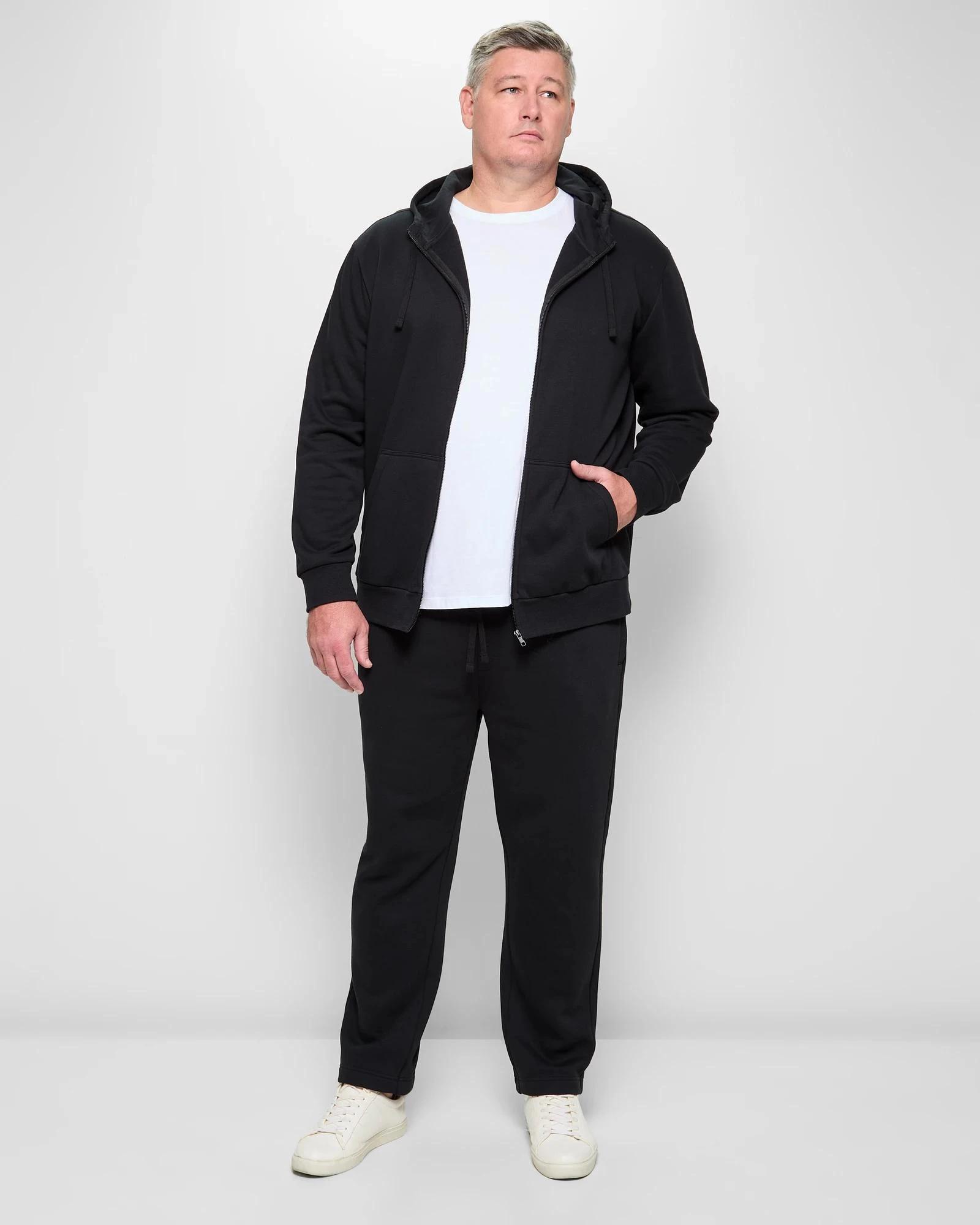 2 Target Man Plus Plus Size Fleece Zip Through Hoodie BLACK, 2 of 5