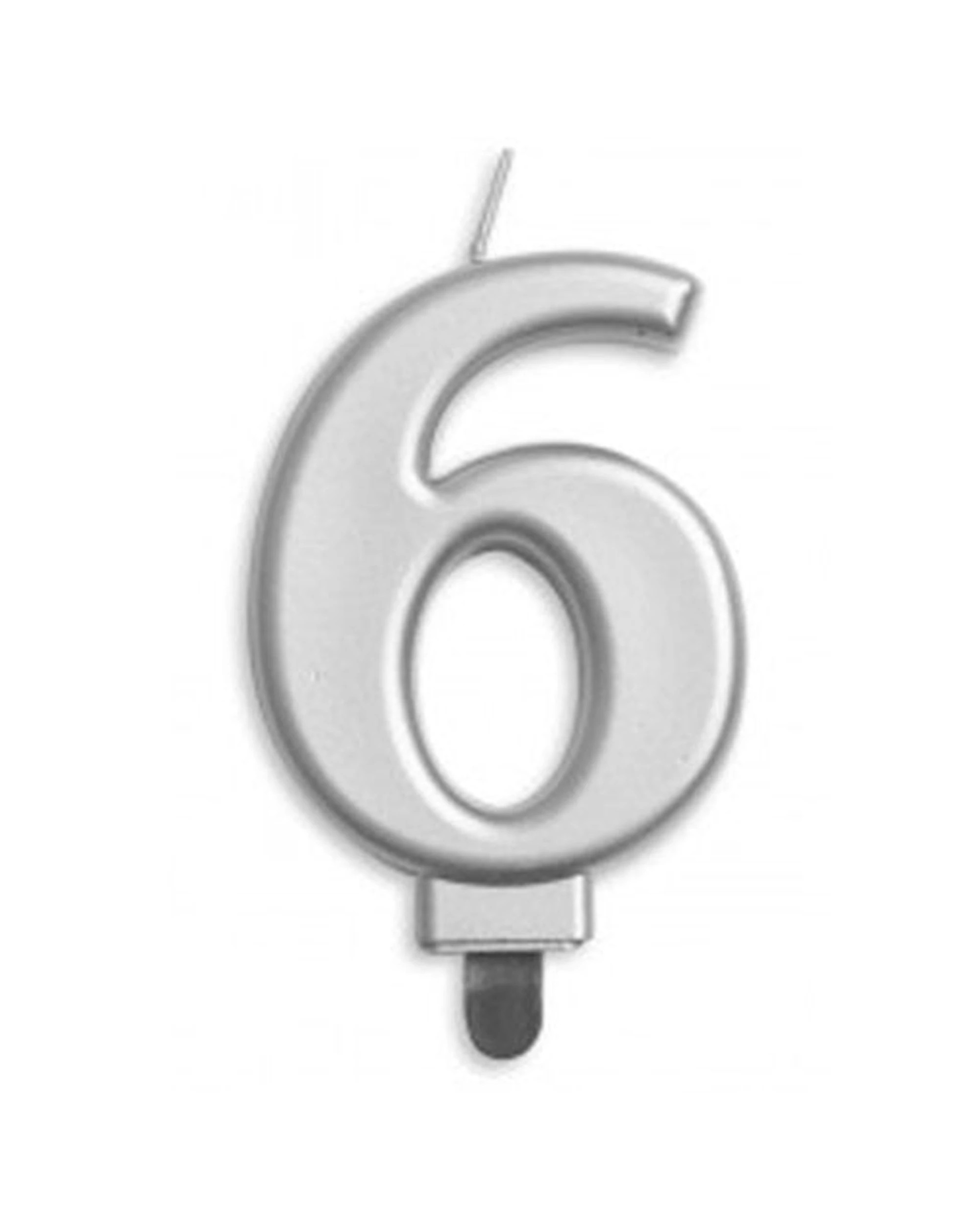 1 Alpen Candle Numeral Jumbo Number 6 Party Decoration - Silver, 1 of 1