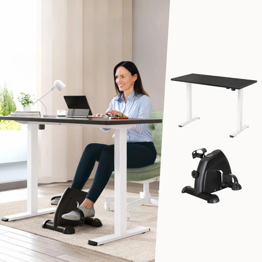 3 140cm Artiss Electric Standing Desk with Mini Pedal Exercise Bike Home Office - Multi, 3 of 6