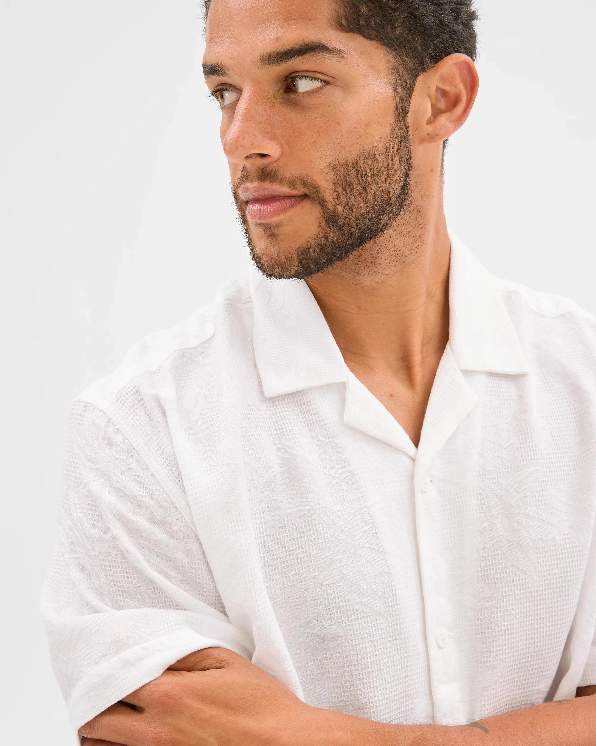 3 Target Australian Cotton Jacquard Shirt WHITE, 3 of 5