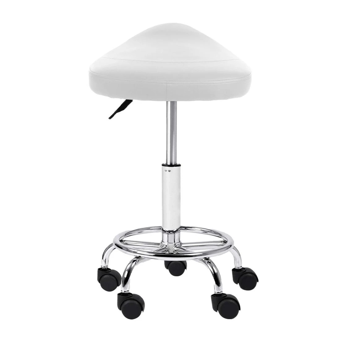1 Artiss 2x Salon Stool Saddle Swivel Chair - White, 1 of 4