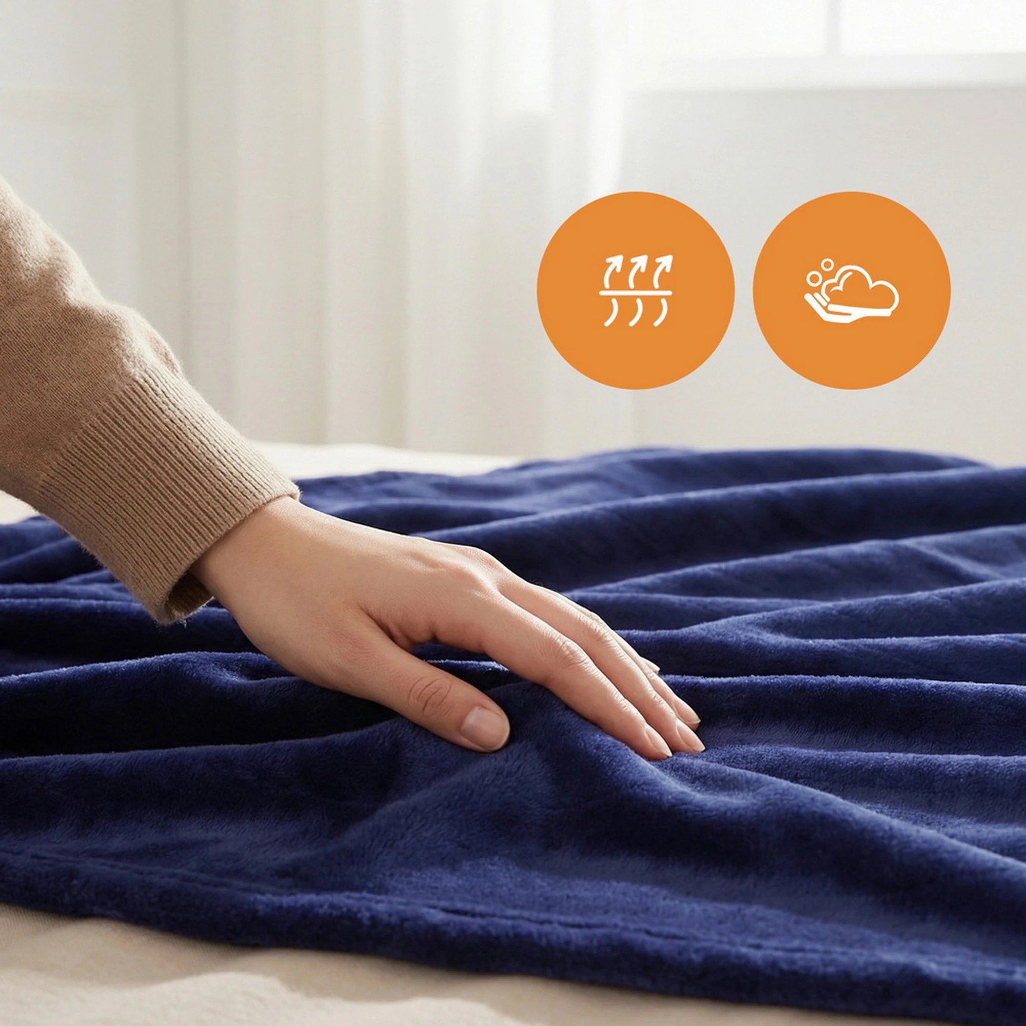 6 Giselle Bedding Giselle Electric Throw Rug Double Size 200x180cm Coral Fleece Heated Blanket - Double Bed - Blue, 6 of 9