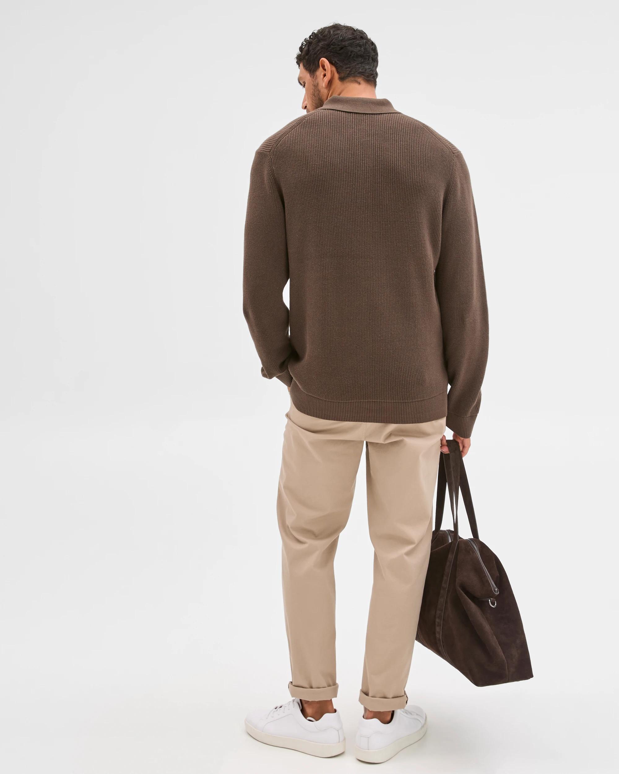 6 Target Man Australian Cotton Lightweight Long Sleeve Polo Neck Knit Jumper CHOCOLATE, 6 of 6