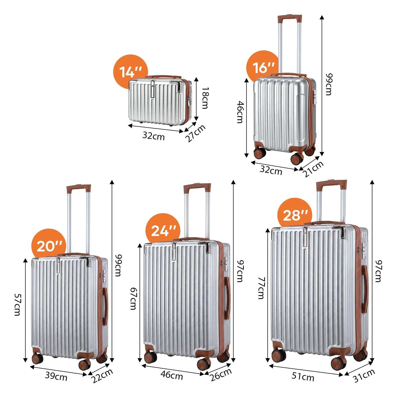2 Buon Viaggio Lightweight Carry On Luggage Set 5 Piece Hard Case Suitcases with Wheels, TSA Lock & Front Hook, 2 of 6