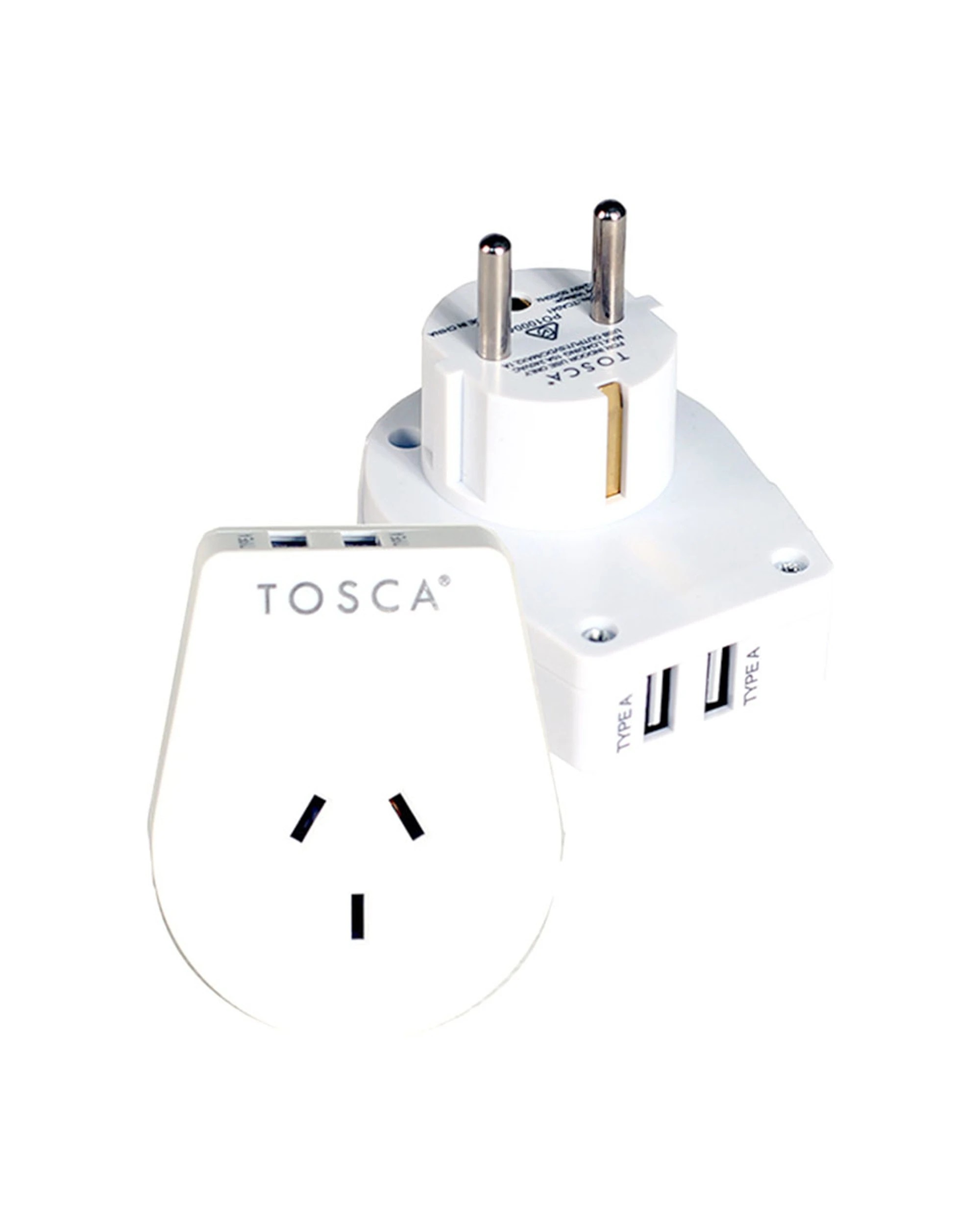 1 Tosca Ob Travel Power Adapter Converter Plug With Usb Bal/Eur - White, 1 of 1
