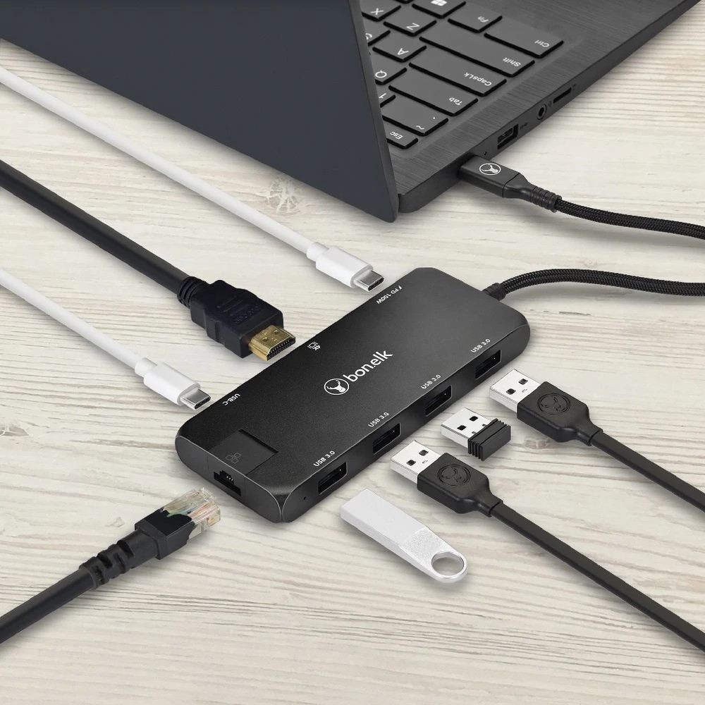 5 Bonelk Long-Life USB-C 8-in-1 Multiport Slim Hub Black, 5 of 7