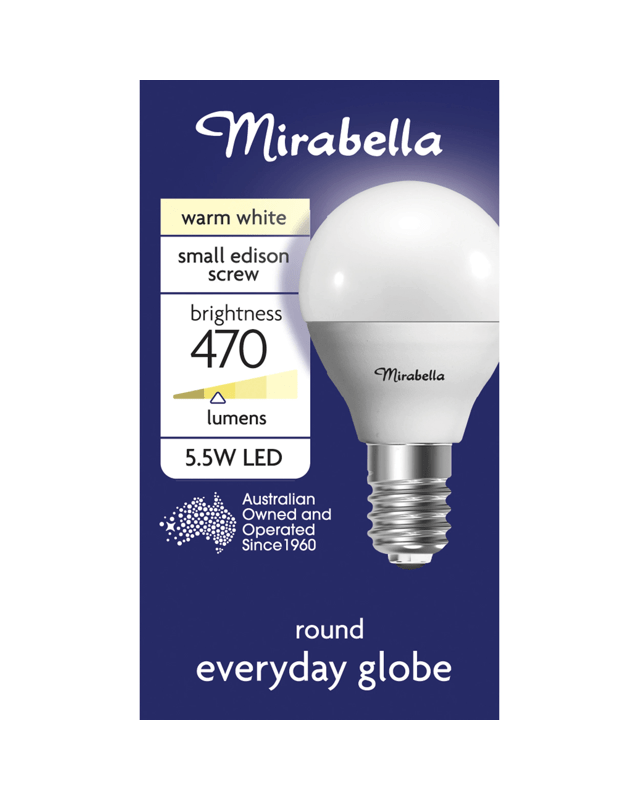 Mirabella 5.5W LED Warm White Round Everyday Globe 