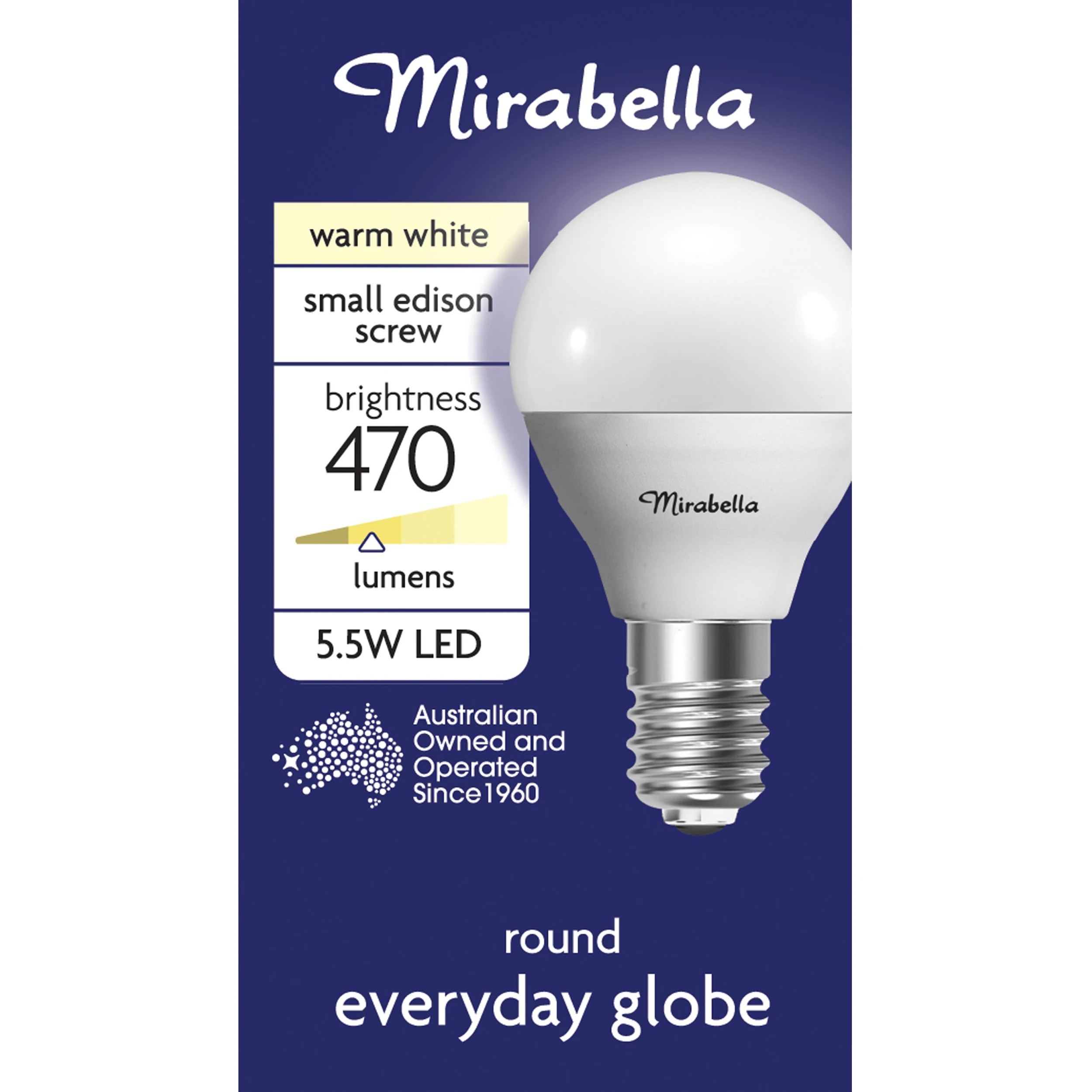 1 Mirabella 5.5W LED Warm White Round Everyday Globe Bulb, 1 of 7
