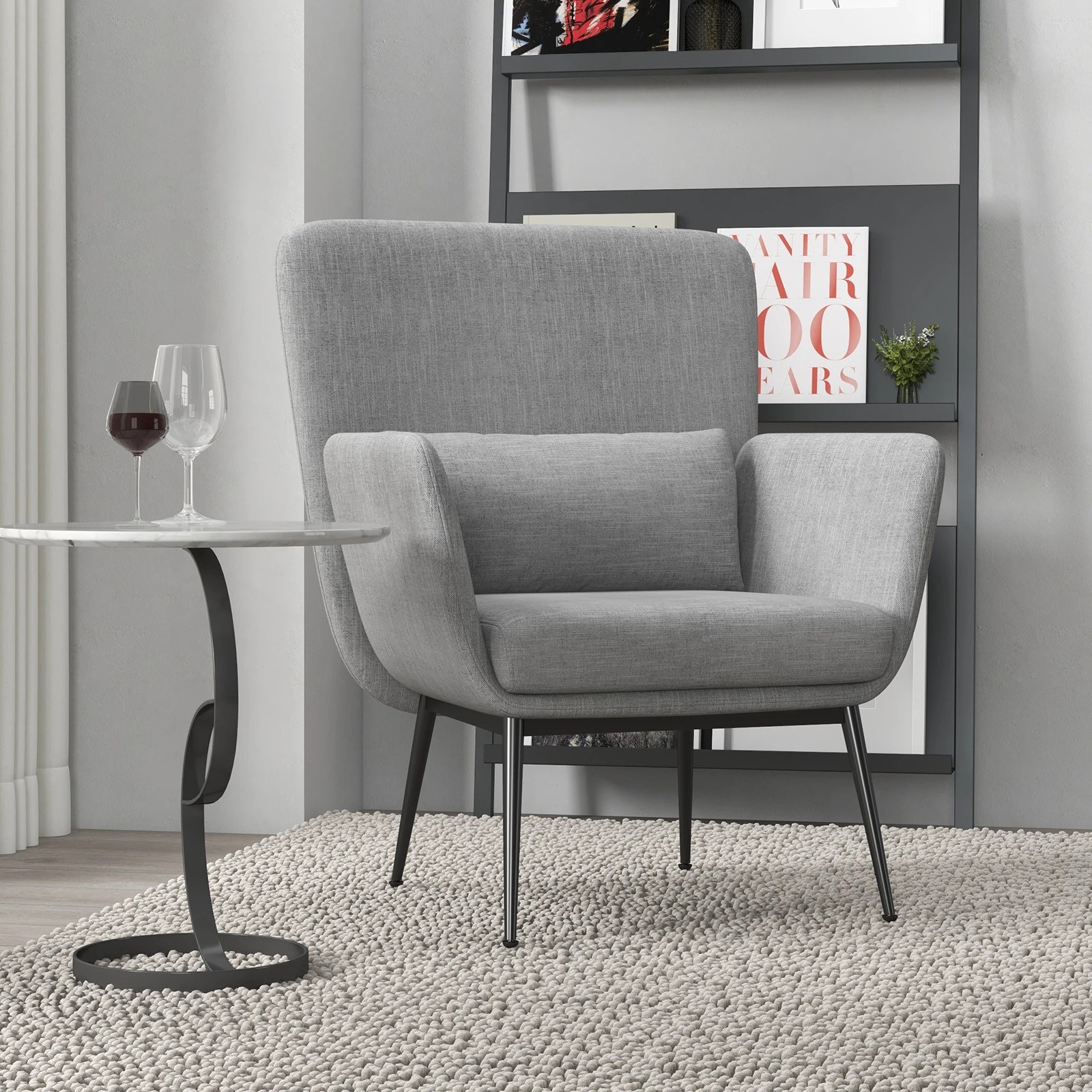5 Casa Decor Cora Accent Chair Occasional Fabric Luxury Upholstered Light Grey - Grey, 5 of 10