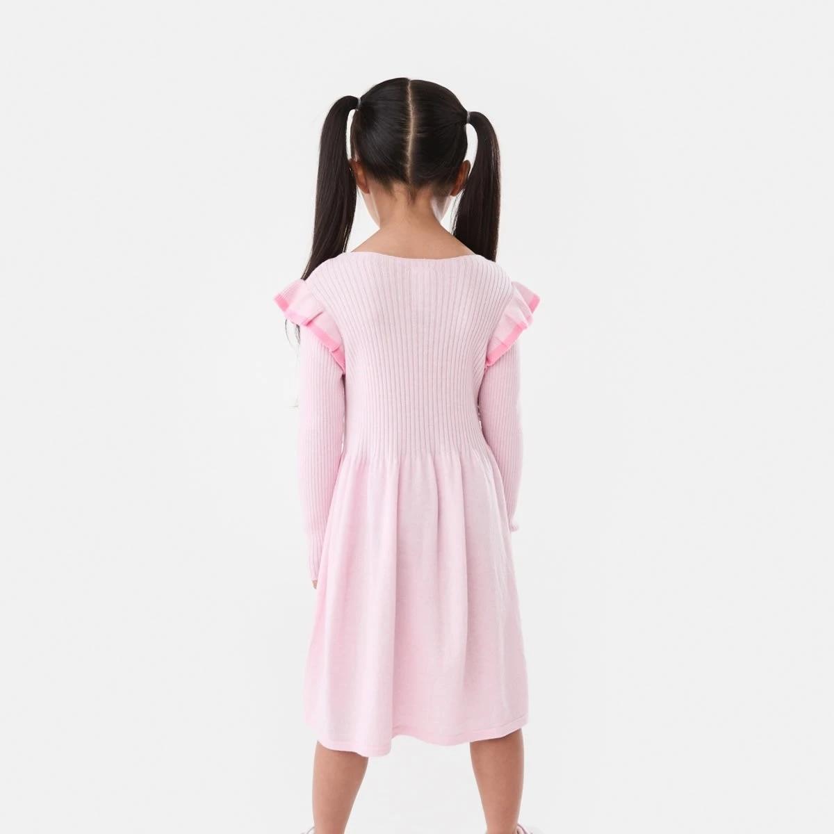 2 Long Sleeve Viscose Knit Dress Pink Marle, 2 of 9
