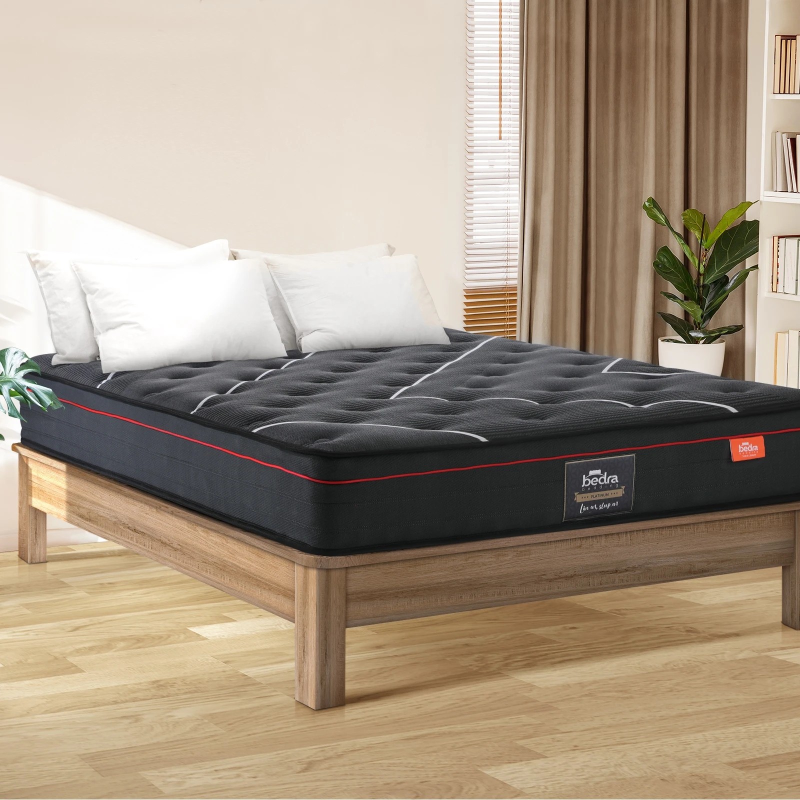 3 Bedra Bedding Queen Mattress Tight Top Bed Cool Gel Foam Pocket Spring 22cm Medium
 - Black, 3 of 4