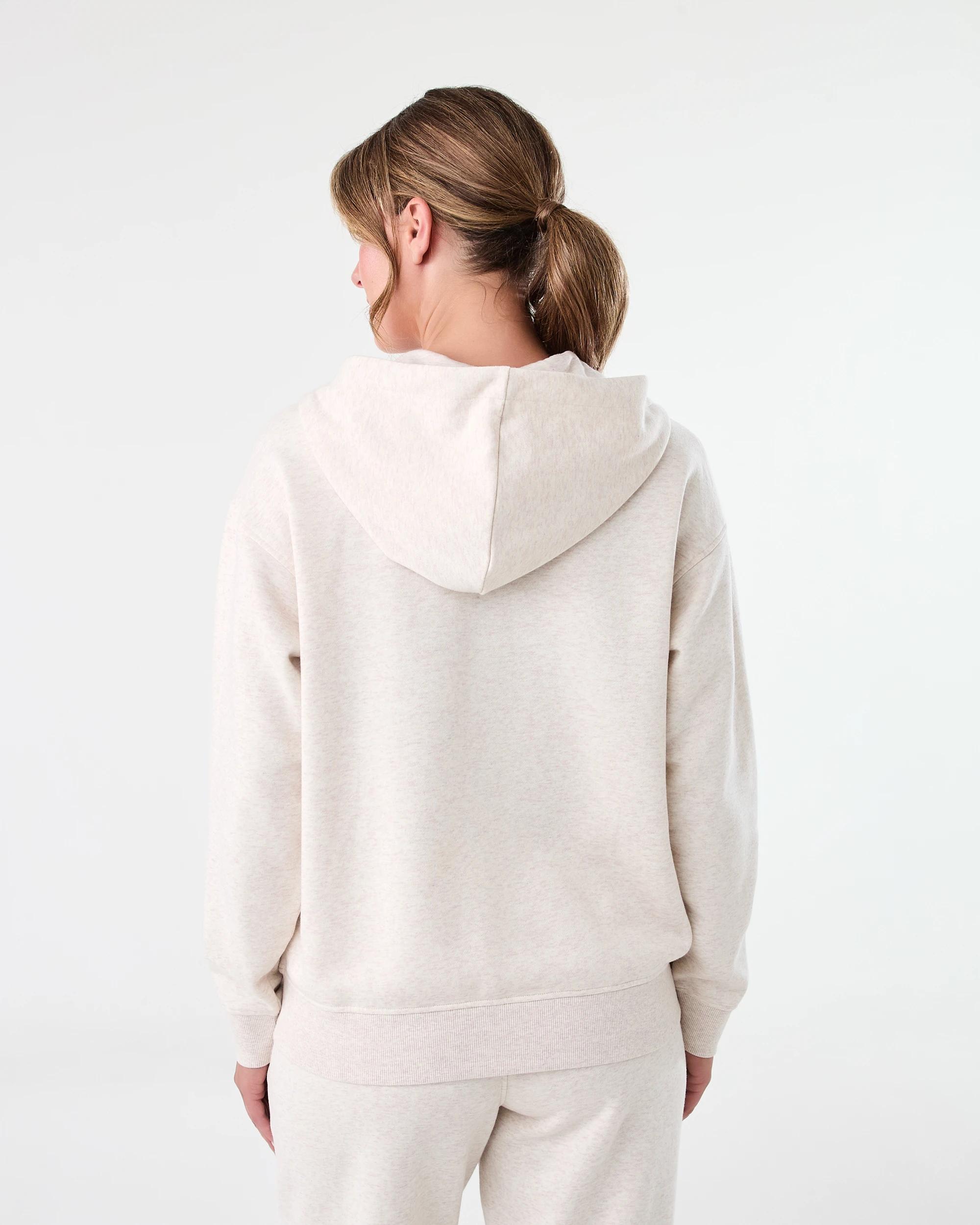 4 Active Womens Essential Zip Through Hoodie Oatmeal, 4 of 9
