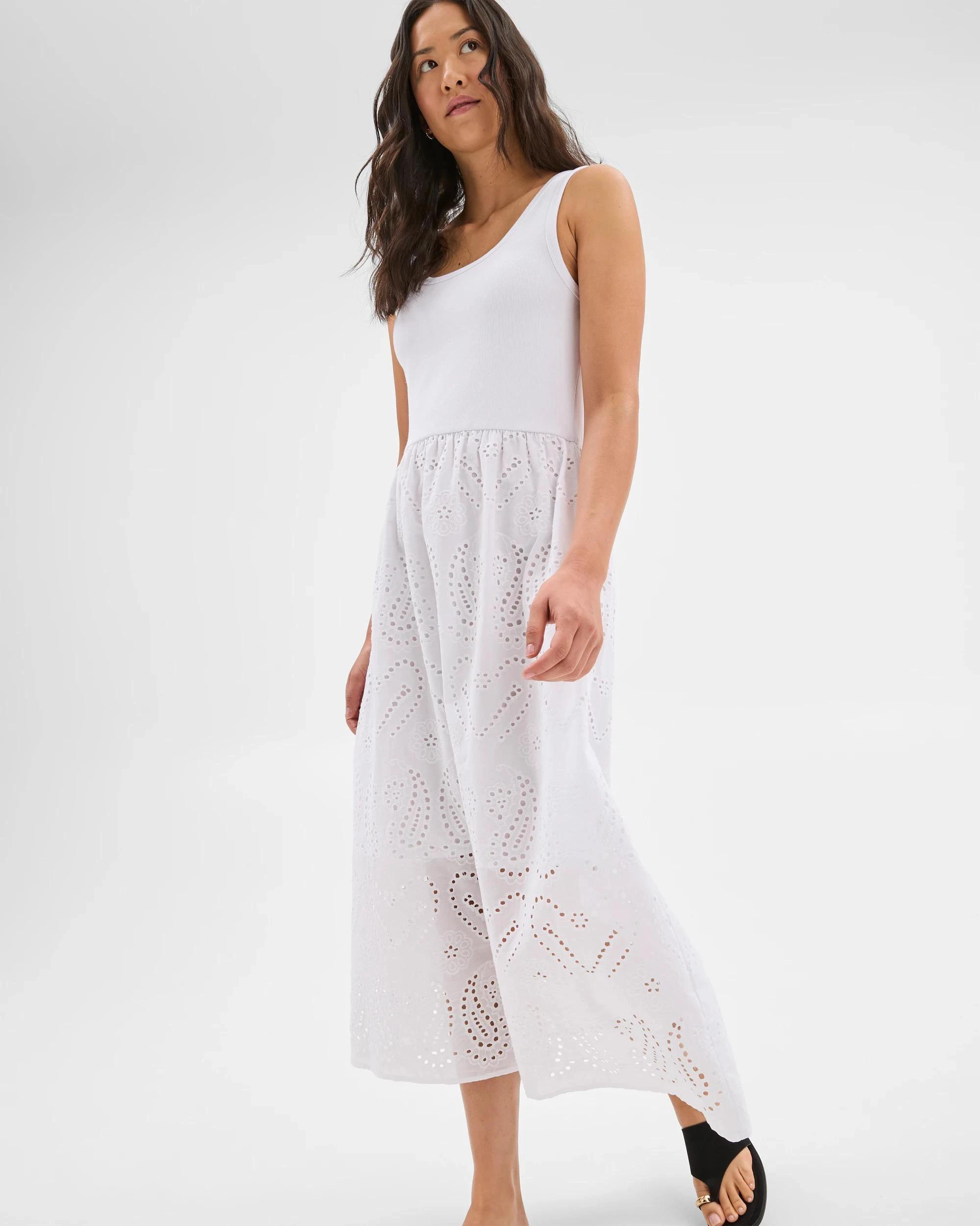 3 Target Rib Broderie Maxi Dress WHITE, 3 of 7