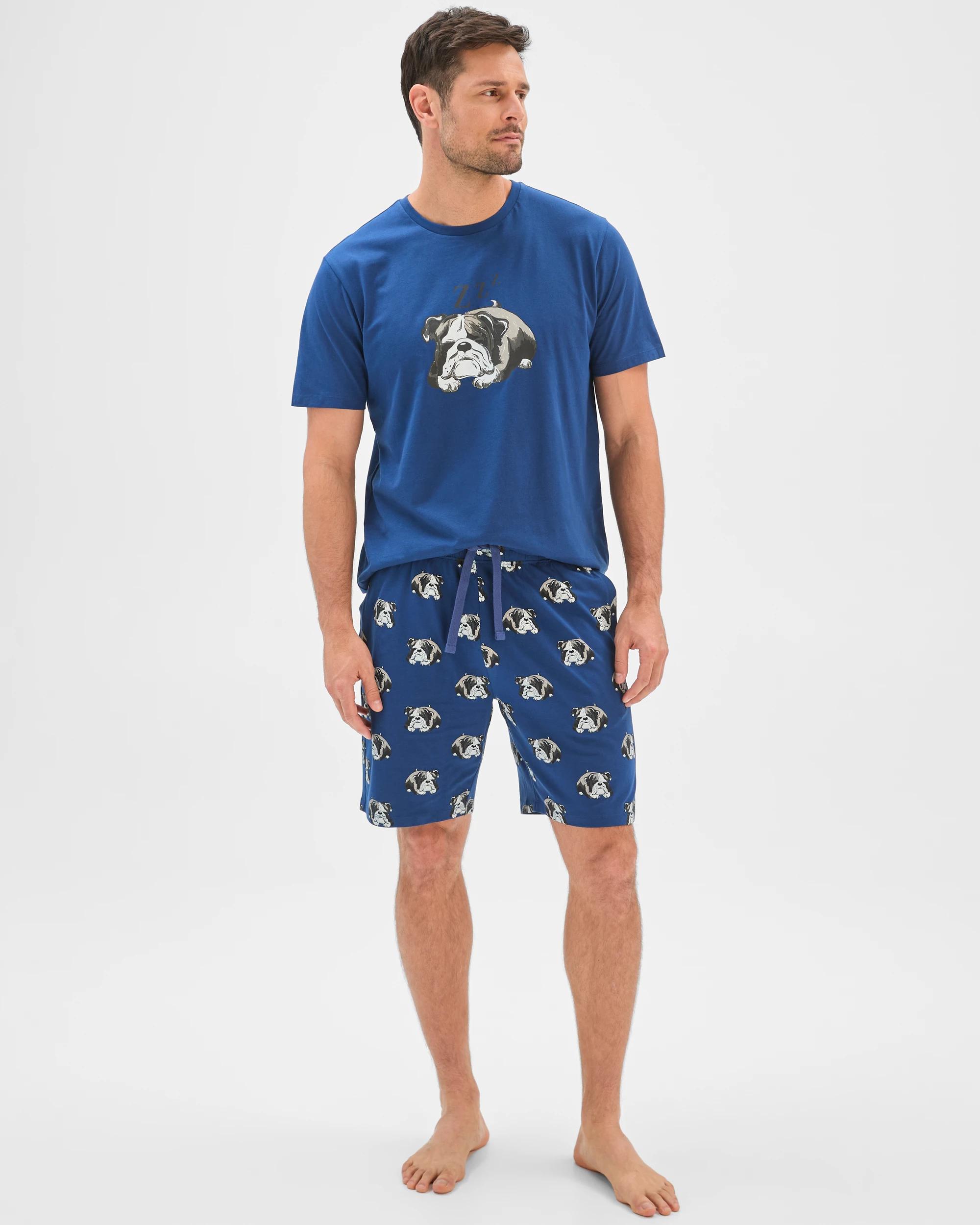 1 Maxx Australian Cotton Knit Jersey Sleep Shorts BLUE BULLDOG, 1 of 6