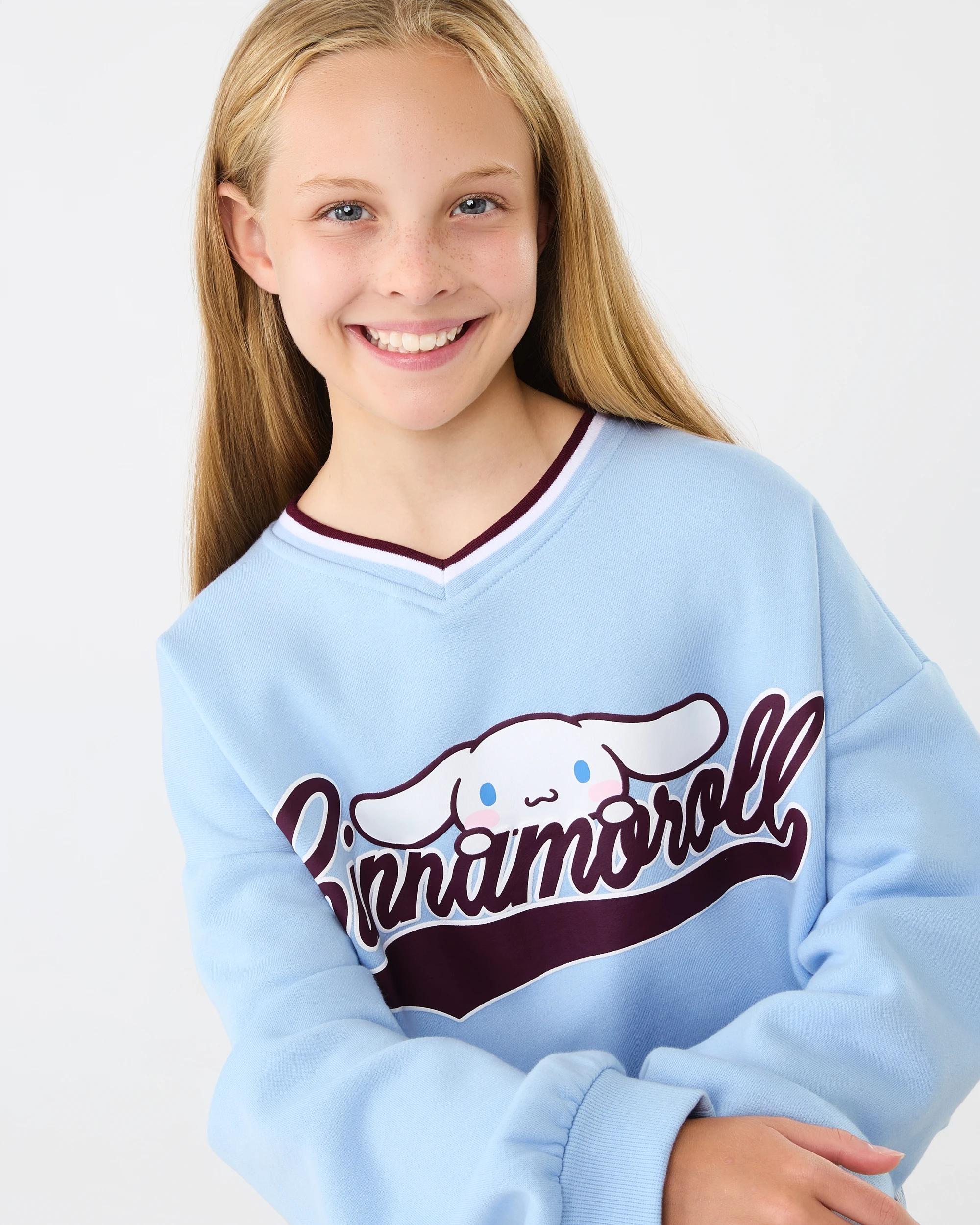 3 Cinnamoroll License Oversized V-Neck Sweatshirt Cinnamorol, 3 of 7