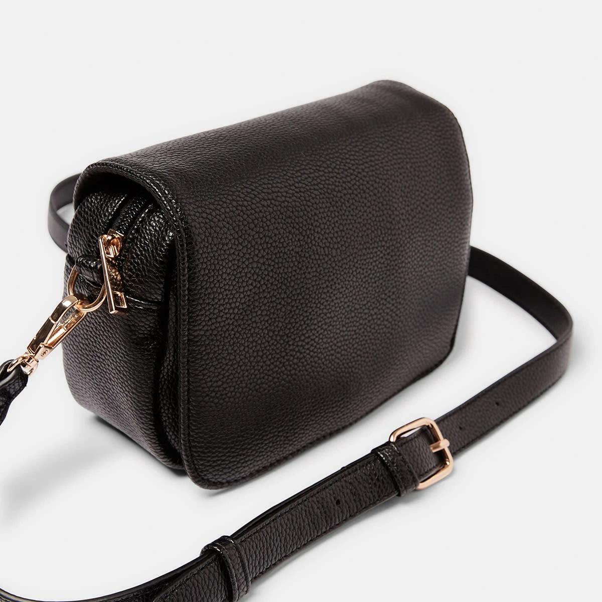 3 Front Flap Crossbody Bag Black, 3 of 5