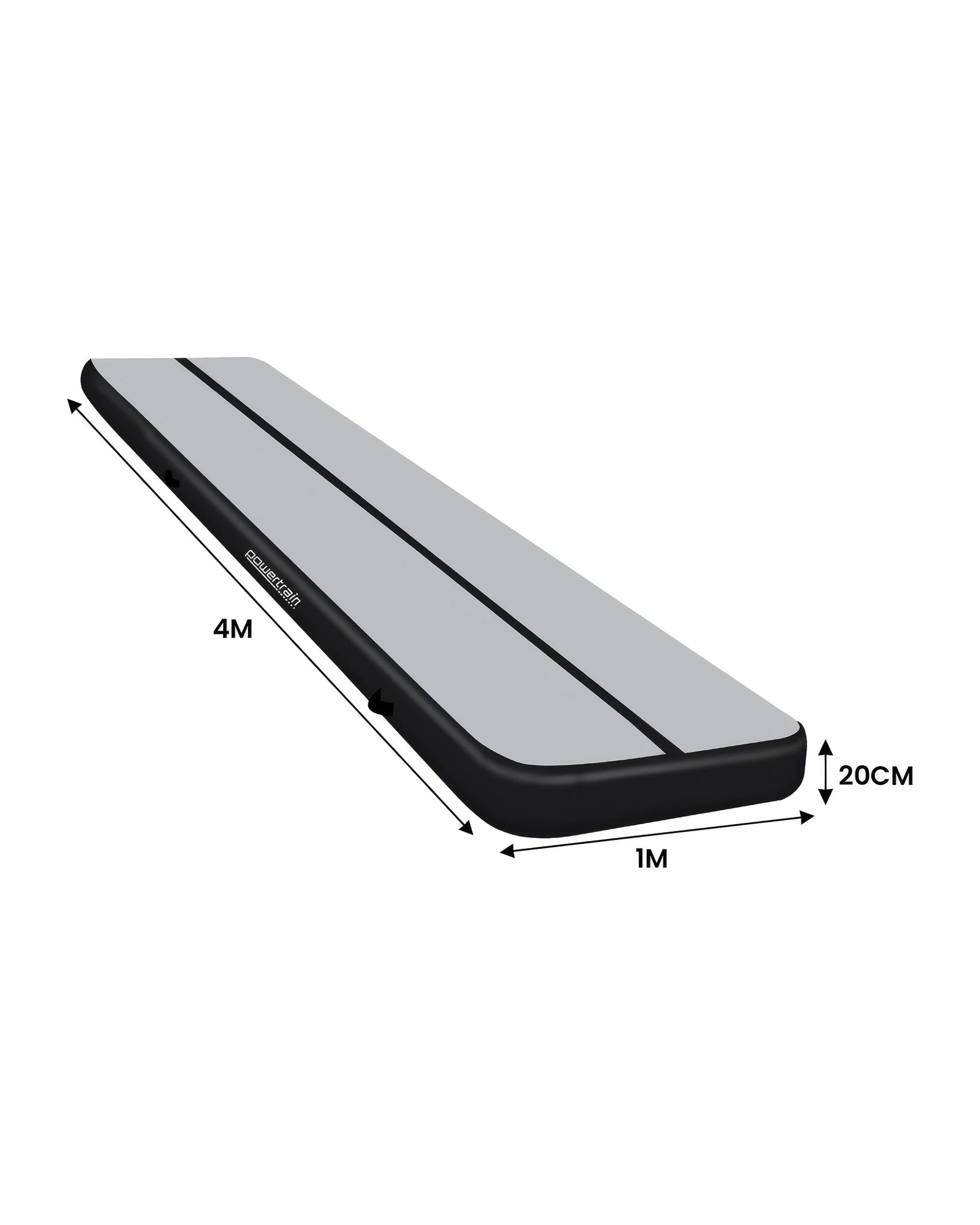 2 Powertrain 4M 20cm Air Track Gymnastics Tumbling Airtrack Exercise Yoga Mat Balance Beam Inflatable - Black, 2 of 5