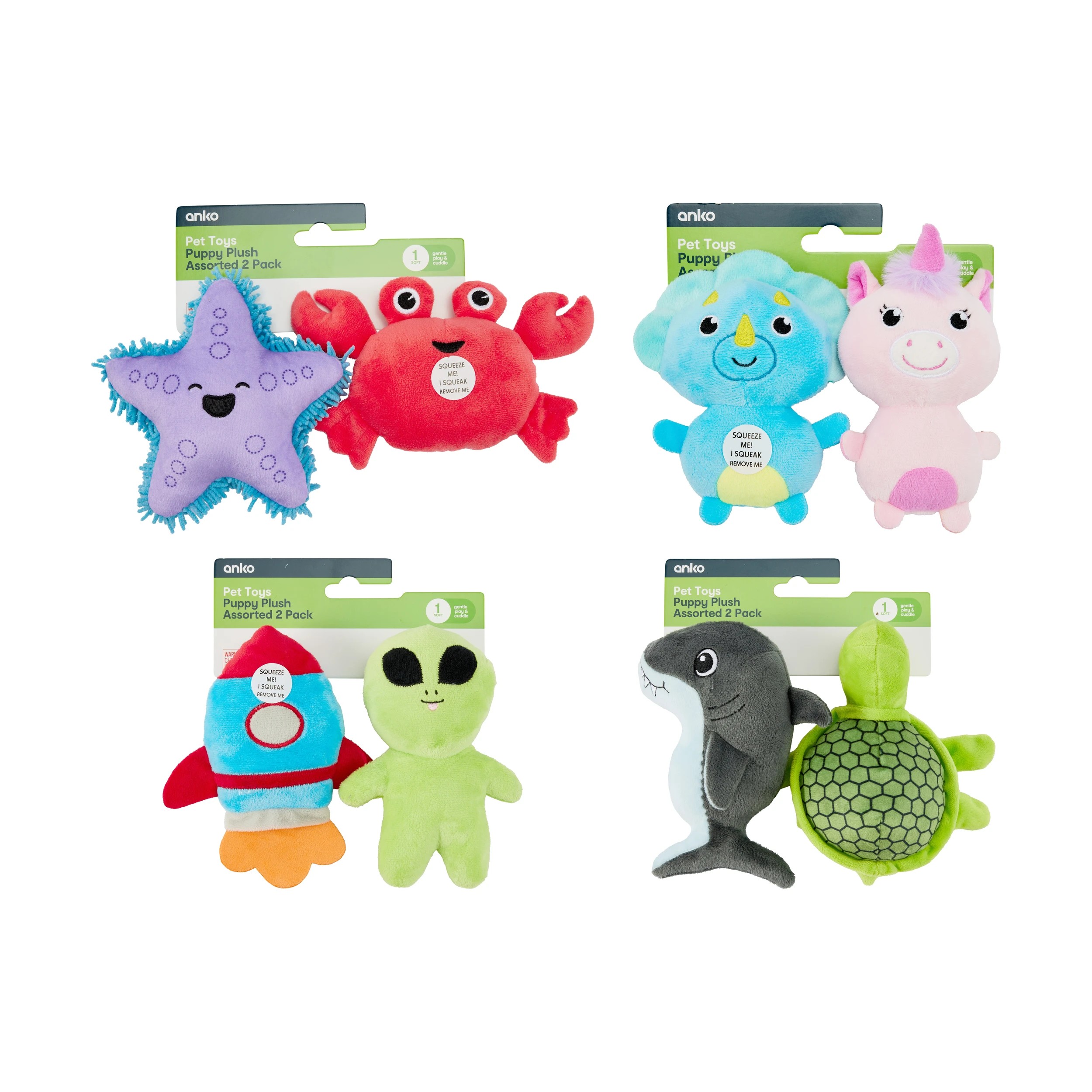 3 2 Pack Pet Plush Puppy Toys - Assorted, 3 of 3