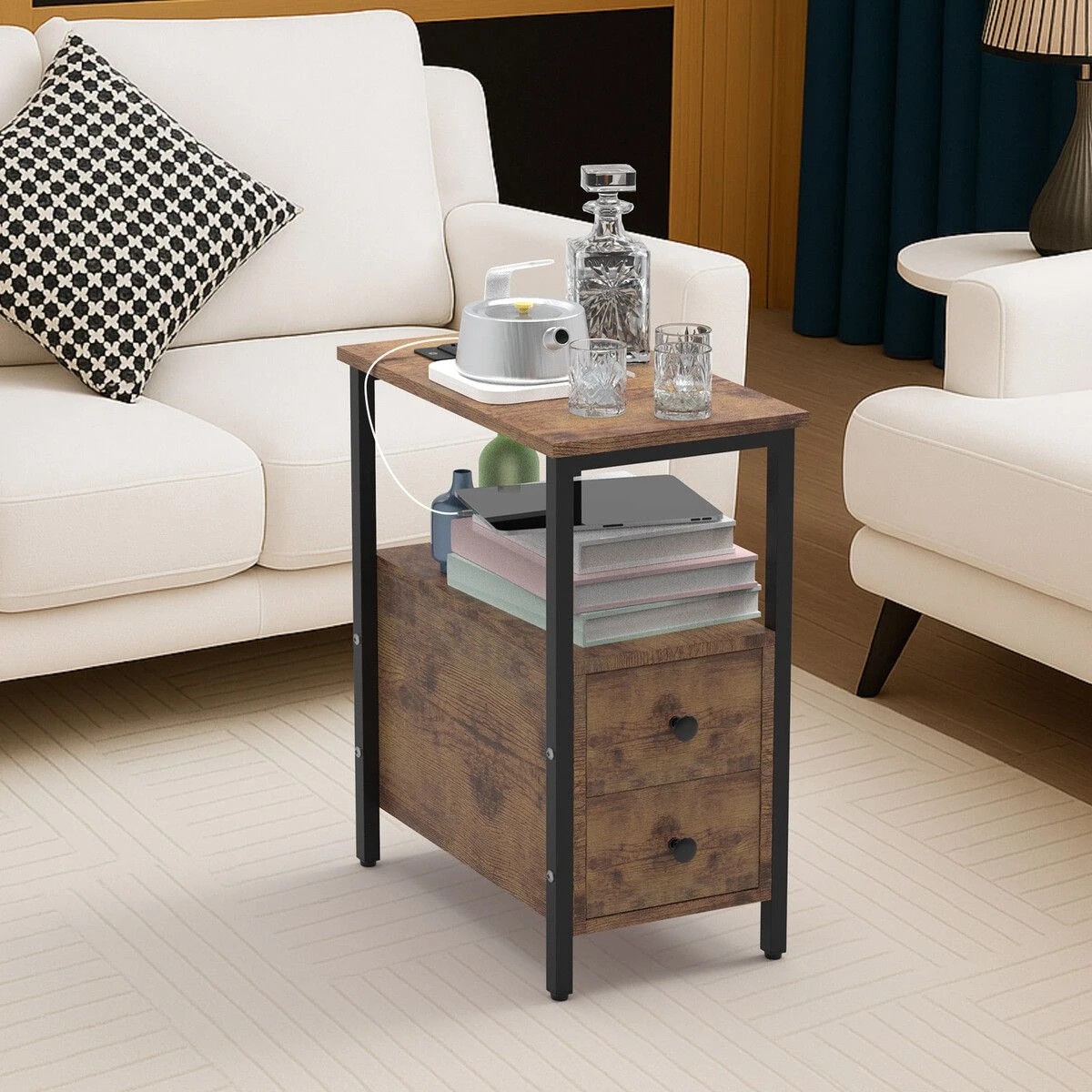 3 LUXSUITE Bedside Table Drawer Shelf Sofa Storage, 3 of 6