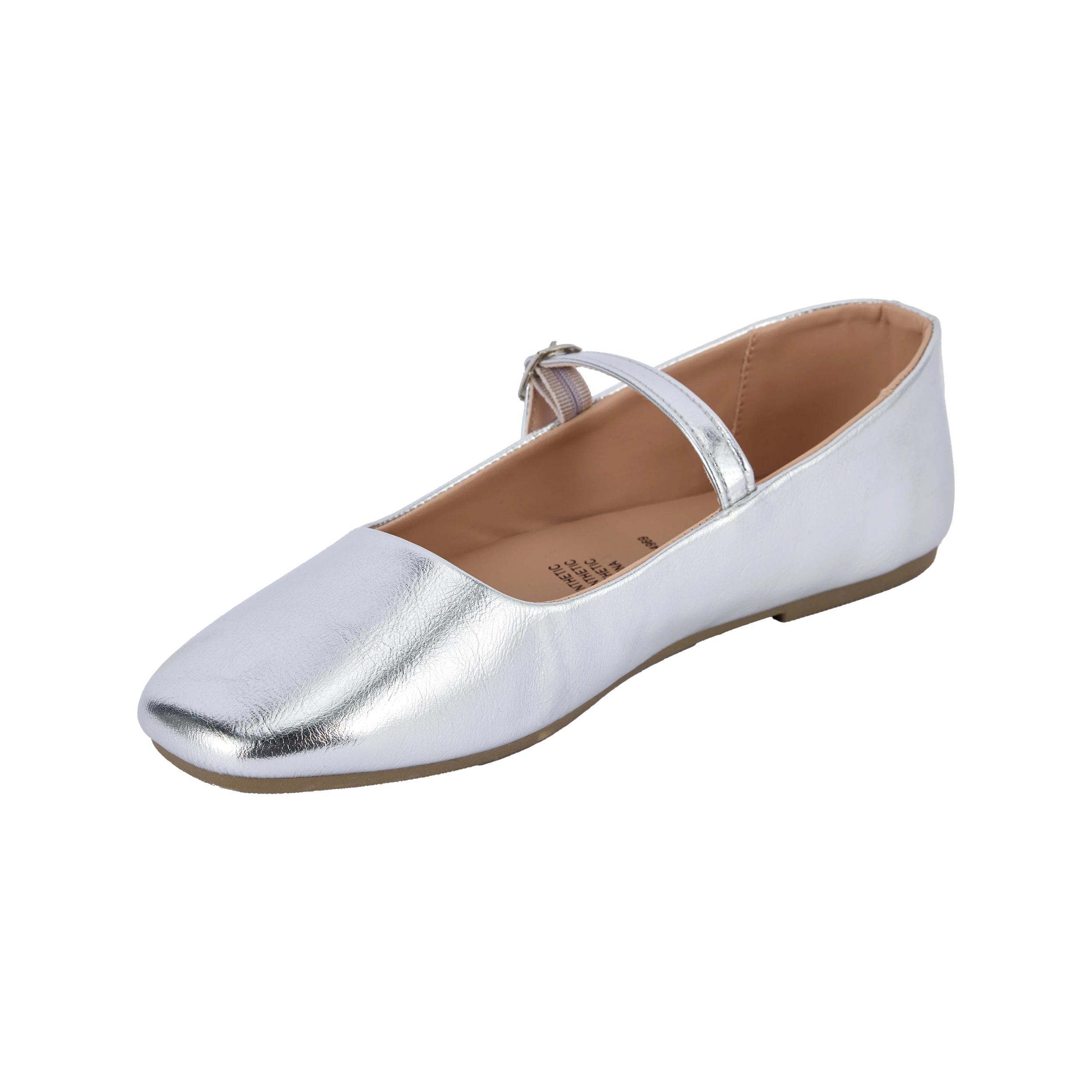 3 Senior Camilla Square Toe Flats SILVER, 3 of 5