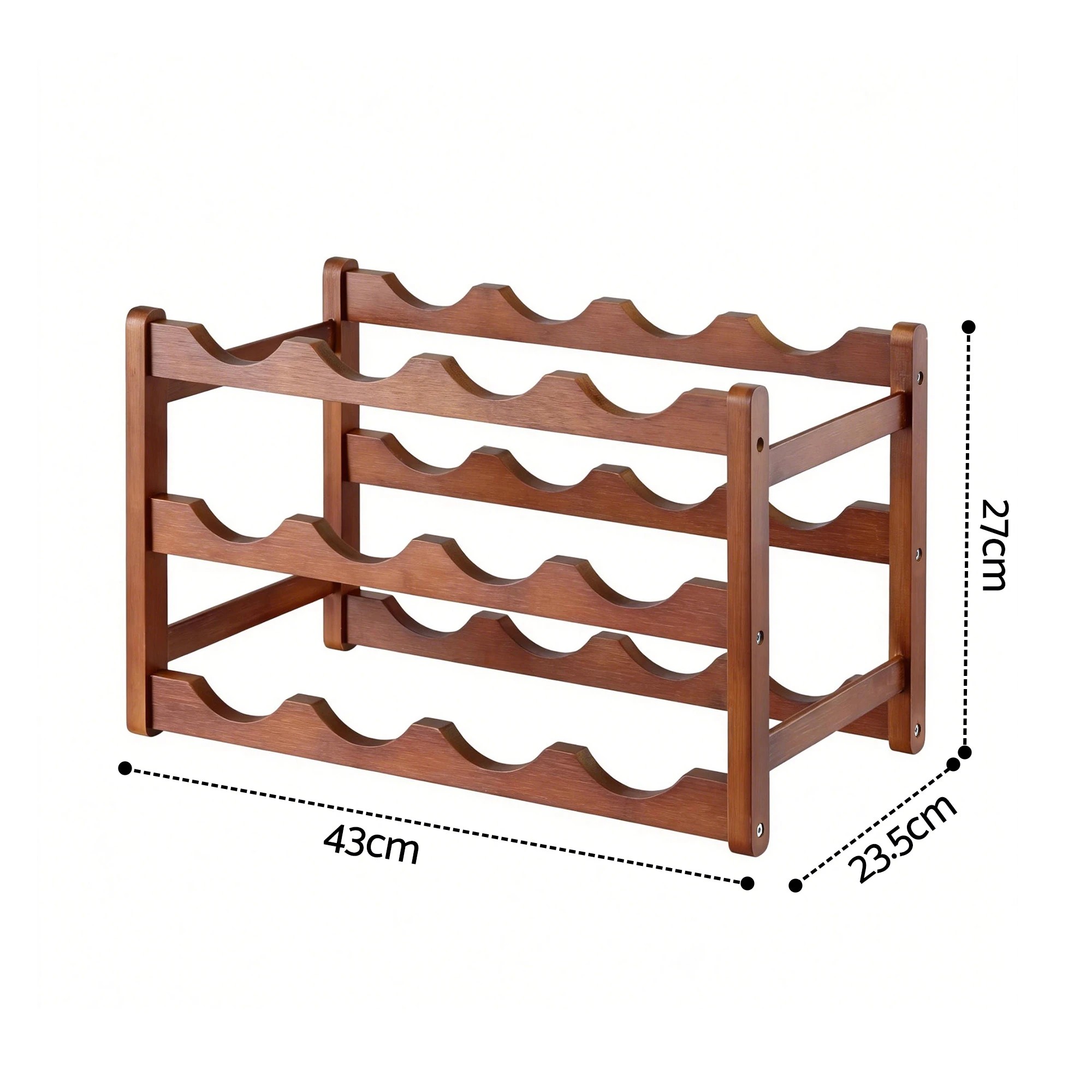 2 Artiss Bamboo Wine Rack 3-Tier Display Storage Organizer 12 Bottle - Brown, 2 of 4