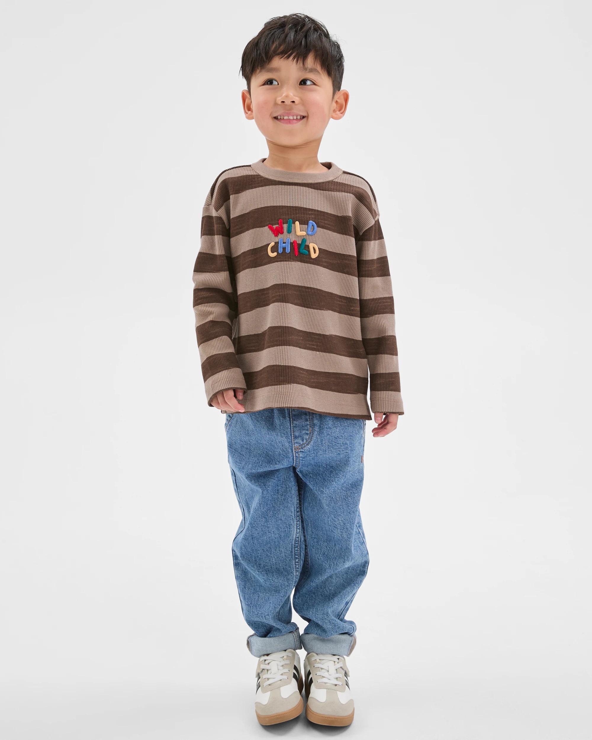 1 Target Kids Australian Cotton Long Sleeve Stripe T-Shirt BROWN, 1 of 8