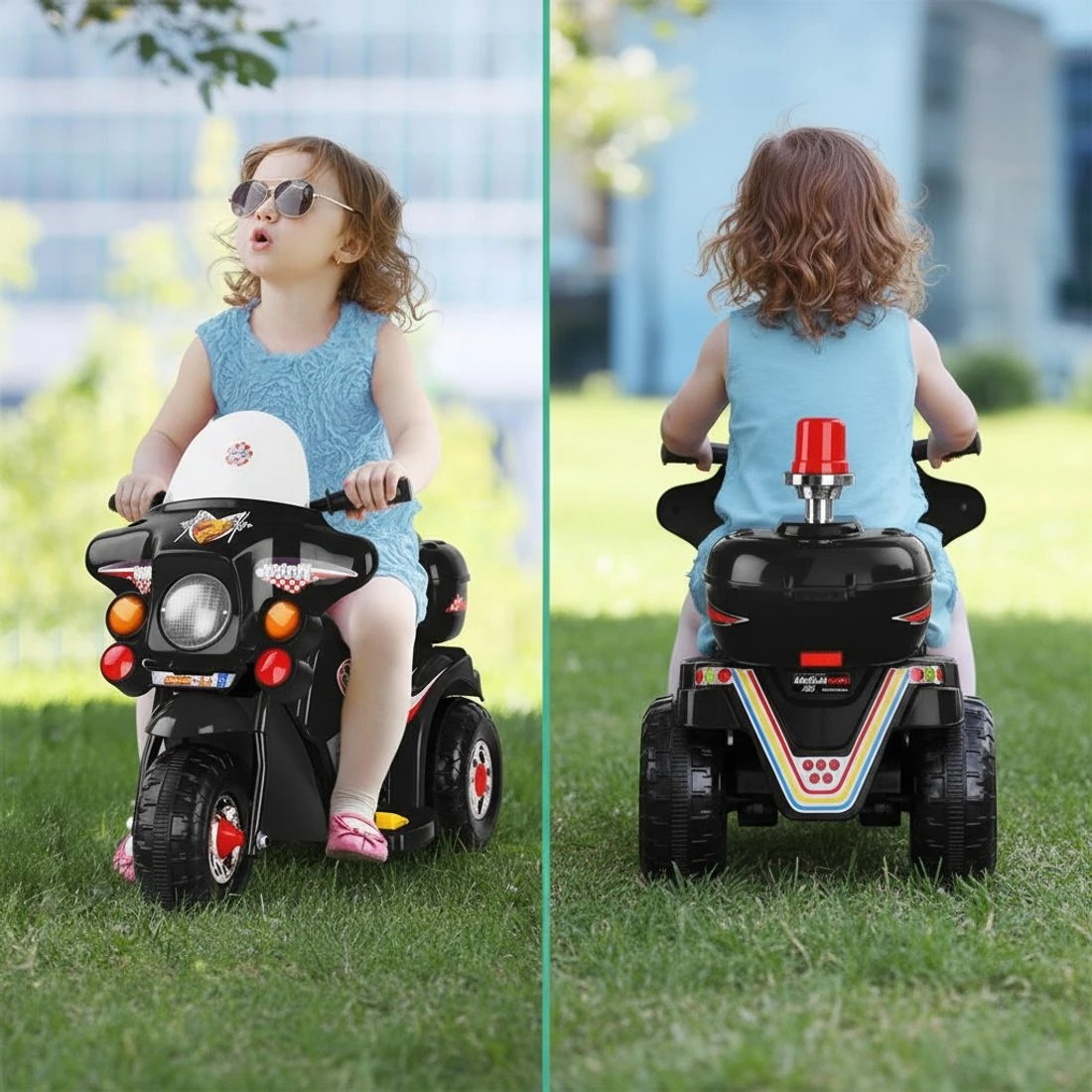 3 Rigo Kids Electric Ride On Police Motorcycle Motorbike 6V Battery - Black, 3 of 8