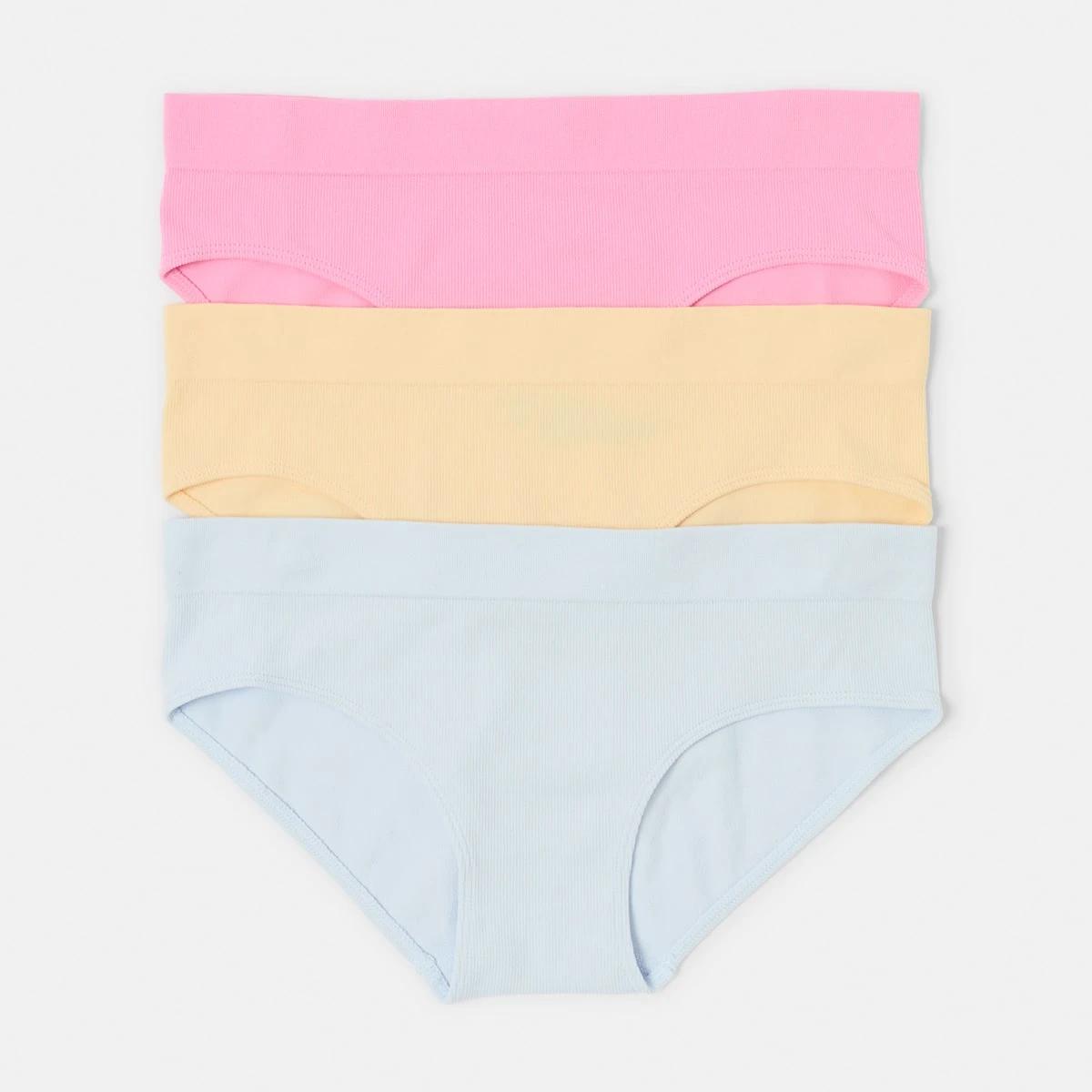 1 3 Pack Ribbed Seamfree Boyleg Briefs BRIGHT LAVENDER, WHITE, LEMON ICING, 1 of 8