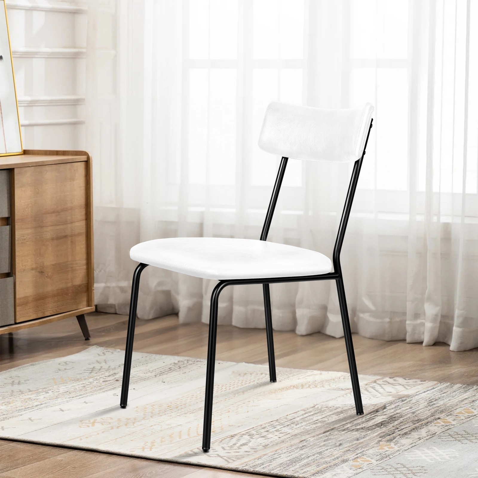 8 Alfordson 4x Dining Chairs Accent Kitchen Lounge Curved Back PU Leather - White, 8 of 9