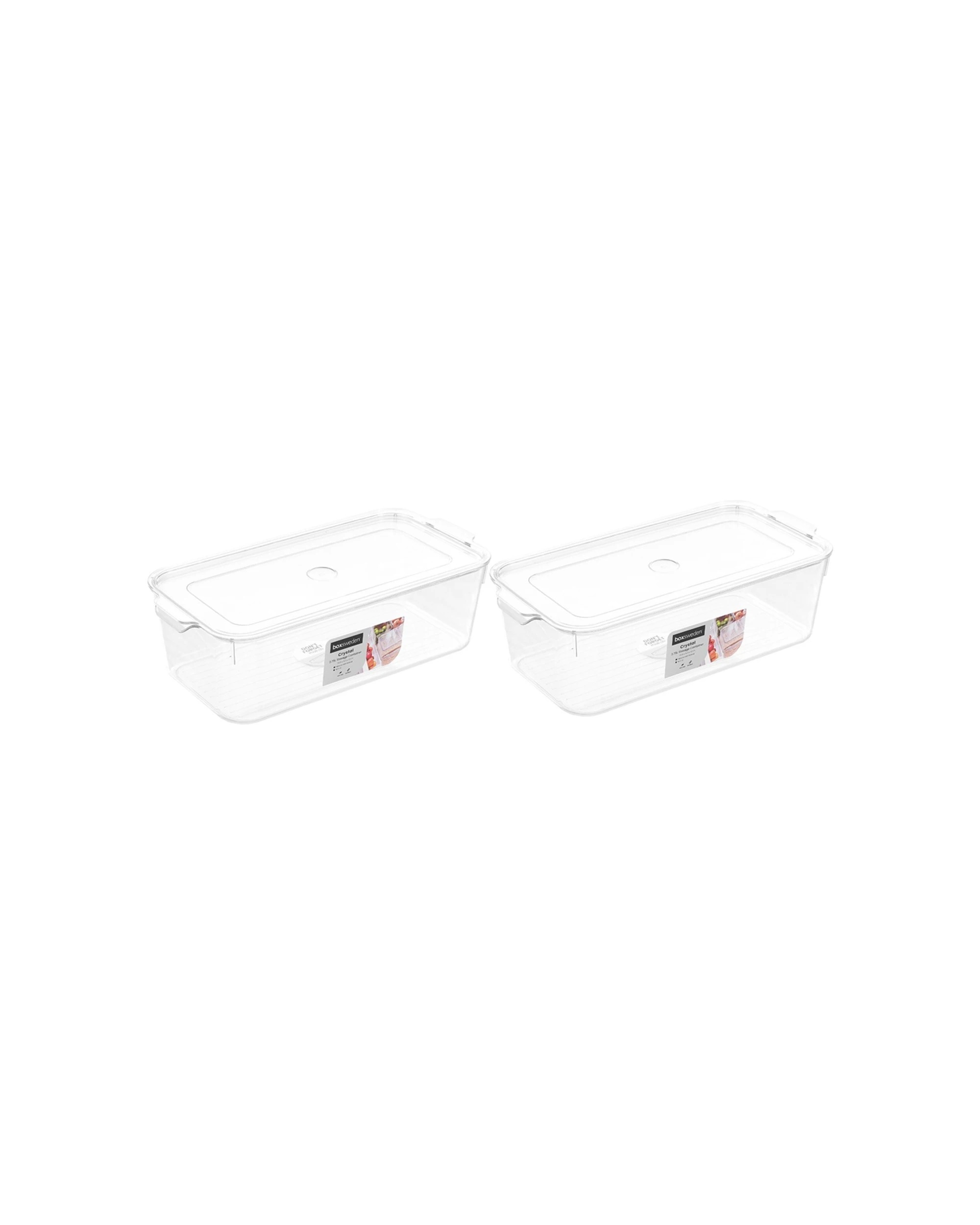 1 Boxsweden Crystal 3.75 Litre Storage Container With Lid 2 Pack Stackable - Clear, 1 of 5