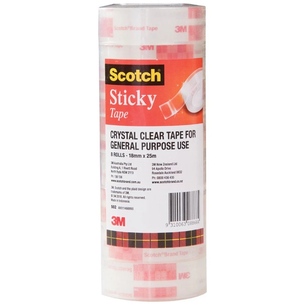 1 Scotch Sticky Tape 18mm x 25m 8 Pack, 1 of 7
