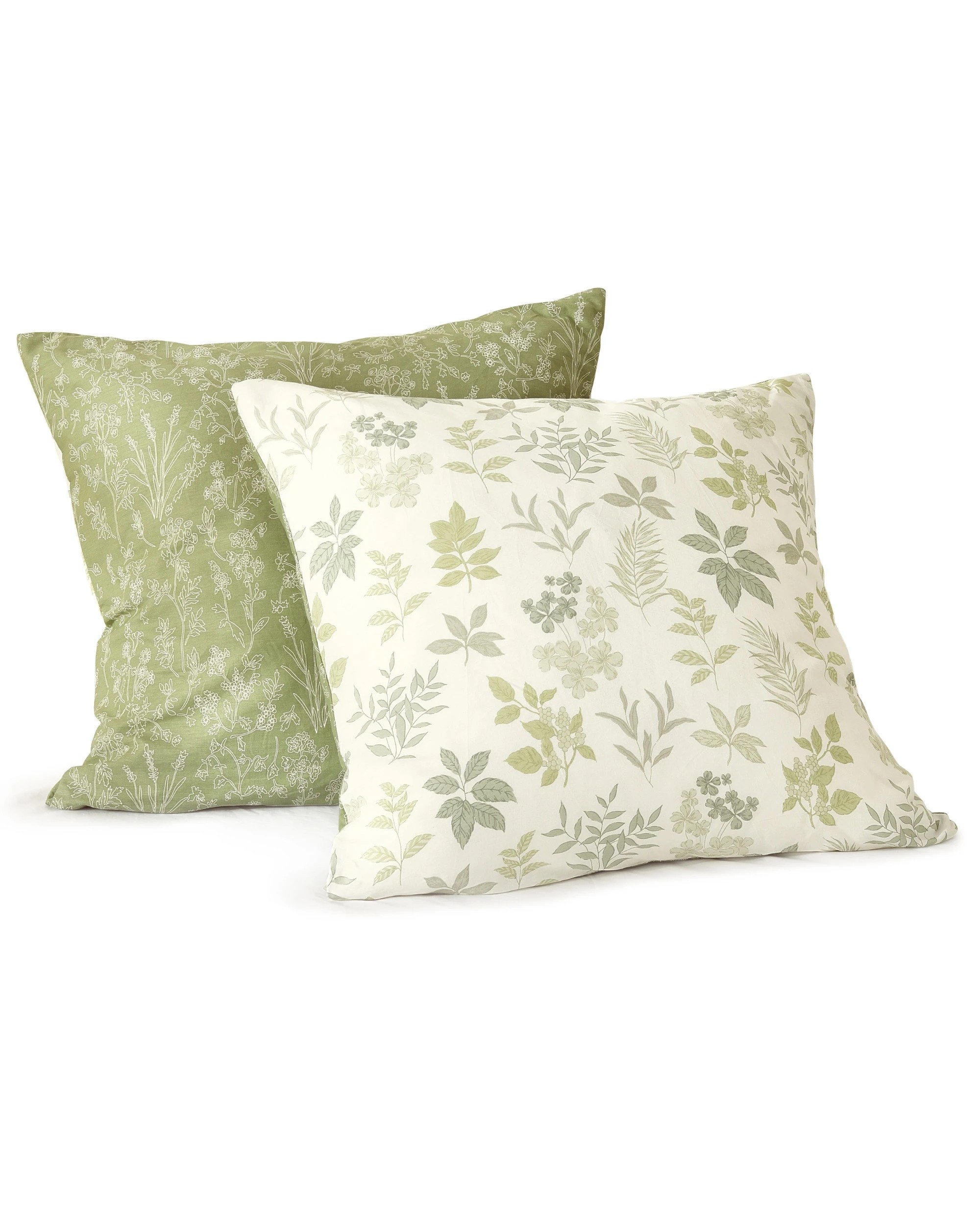 1 Dreamaker Mabel 100% Cotton Reversible European Pillowcase Twin Pack - Sage Green, 1 of 5