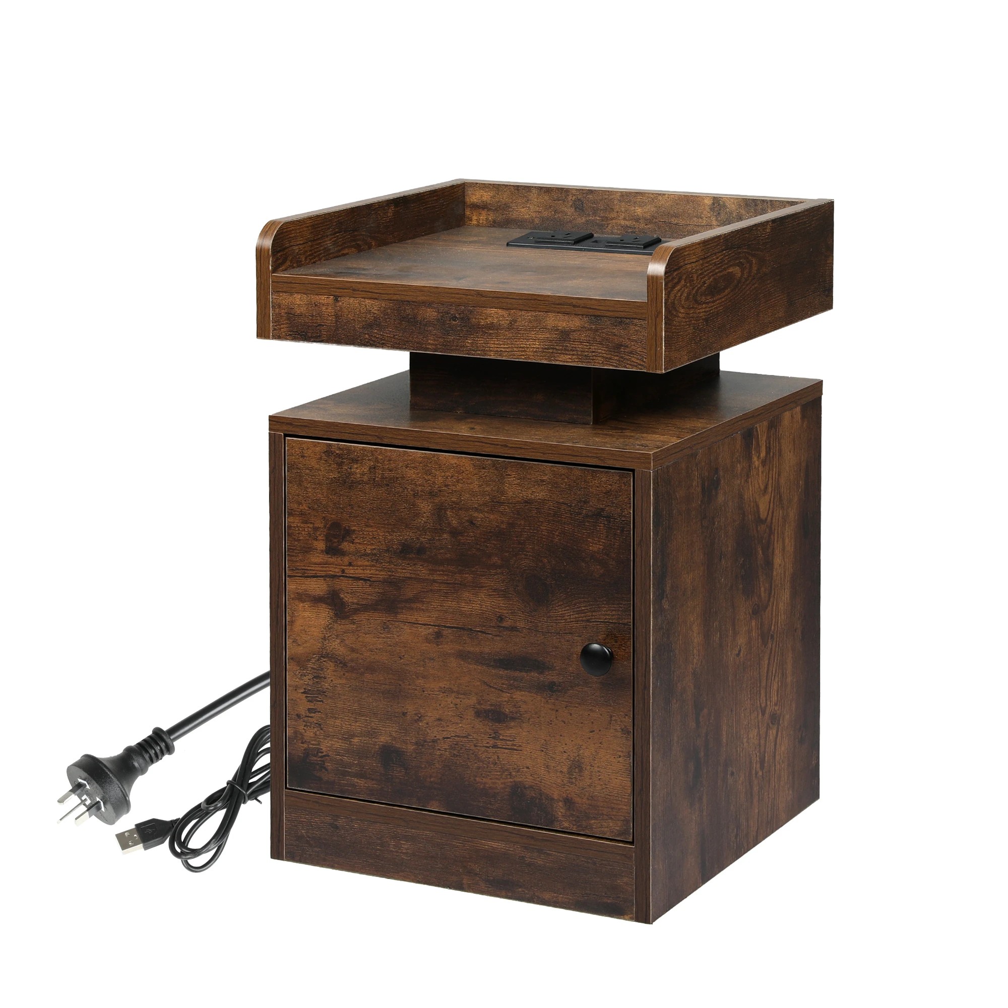 1 Levede Led Bedside With Charging Station Oak, 1 of 4
