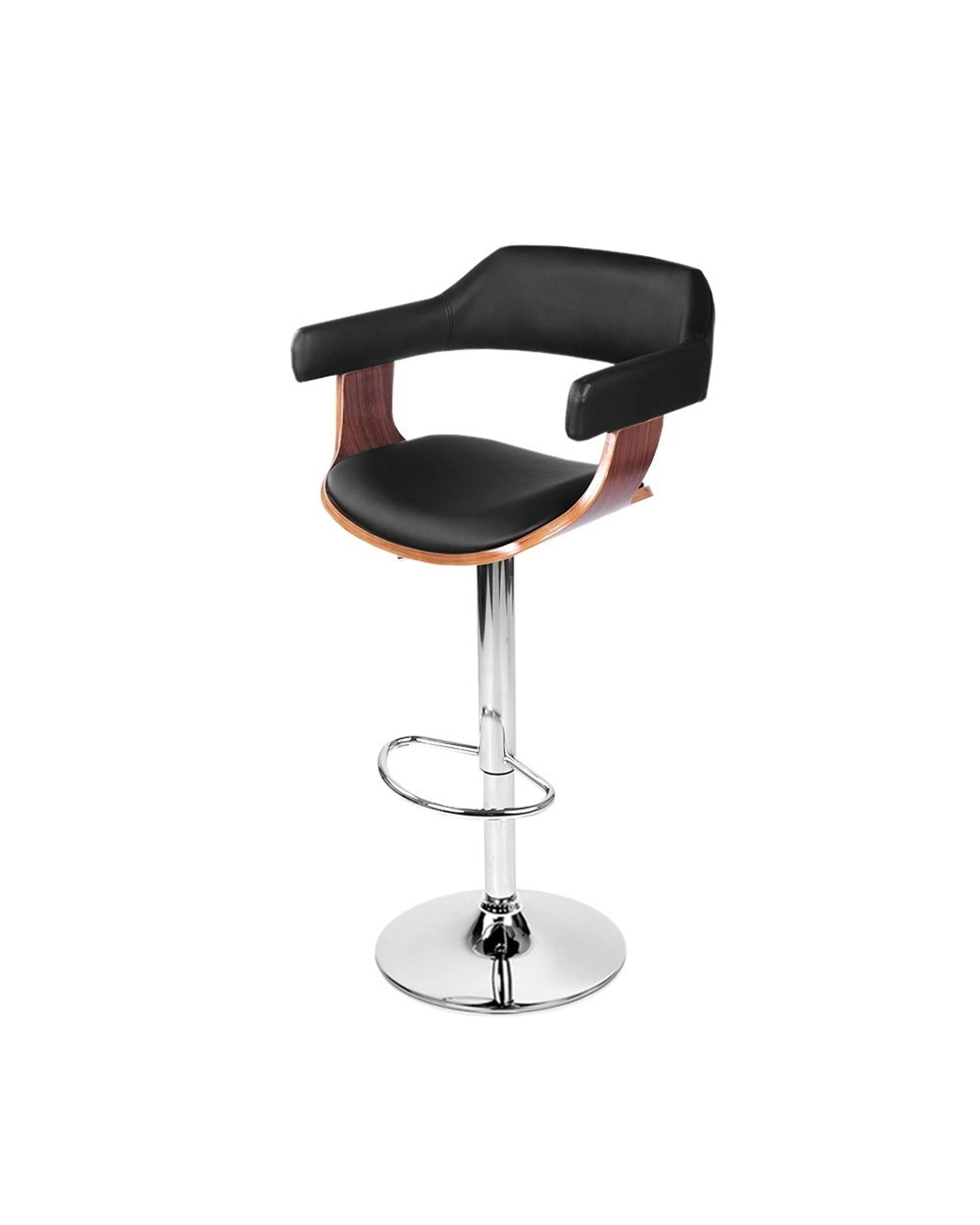 1 Artiss 1x Bar Stools Gas Lift Leather W/armrest
 - Black, 1 of 4