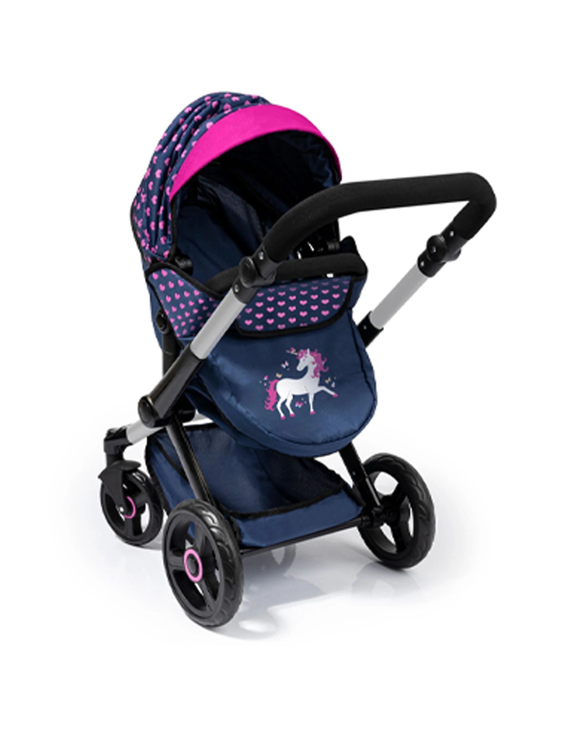 4 Bayer Xeo Compact Adjustable Doll Pram Dark Pink Heart Print Kids 3 Years+
 - Blue, 4 of 8