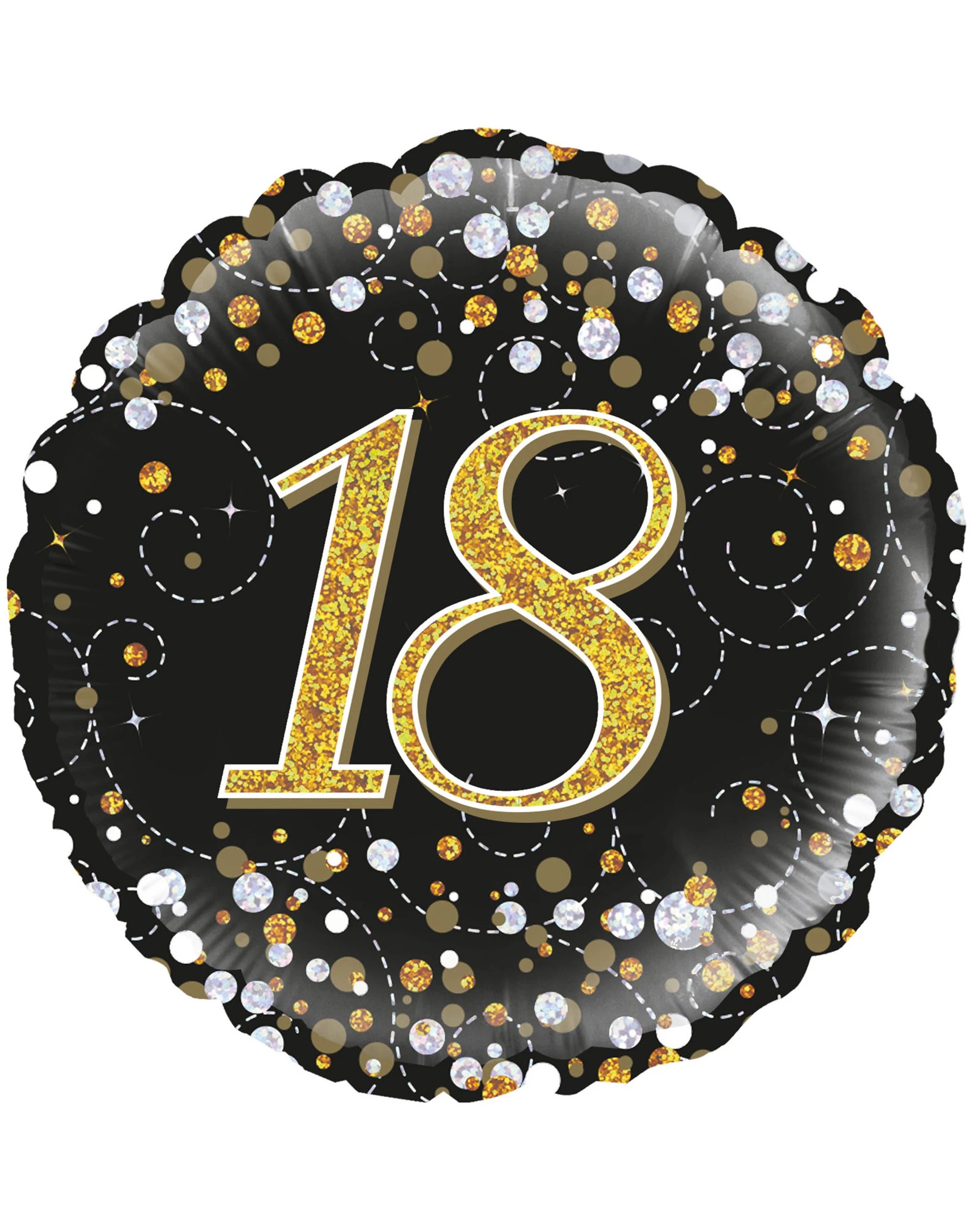 1 Alpen Sparkling Fizz Black & Gold 18th Holographic Helium Foil Balloon - Gold, 1 of 1