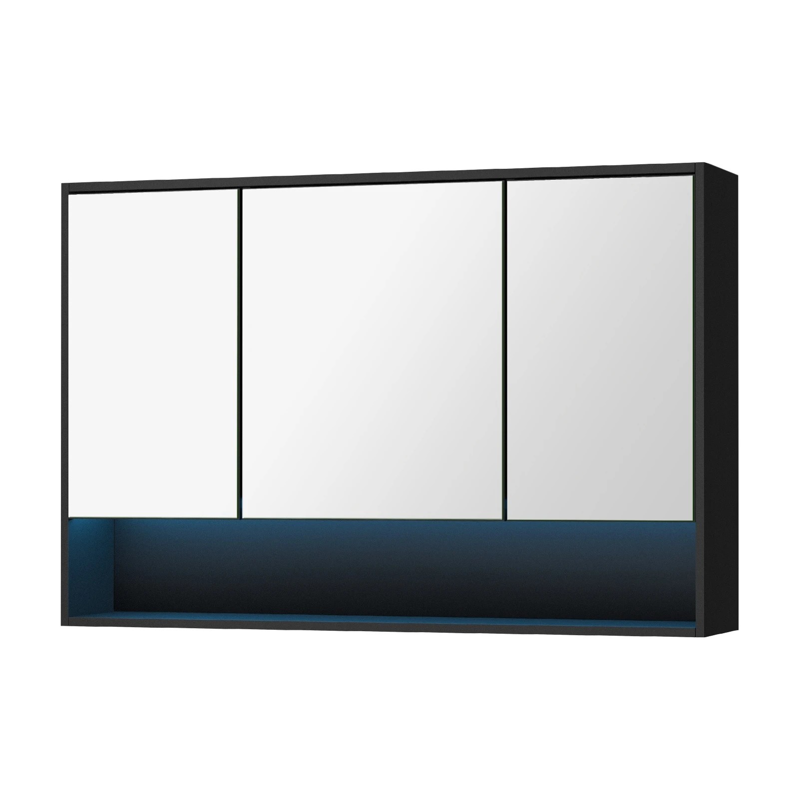 1 Welba Bathroom Mirror Cabinet Storage 1200x750mm - Black, 1 of 6