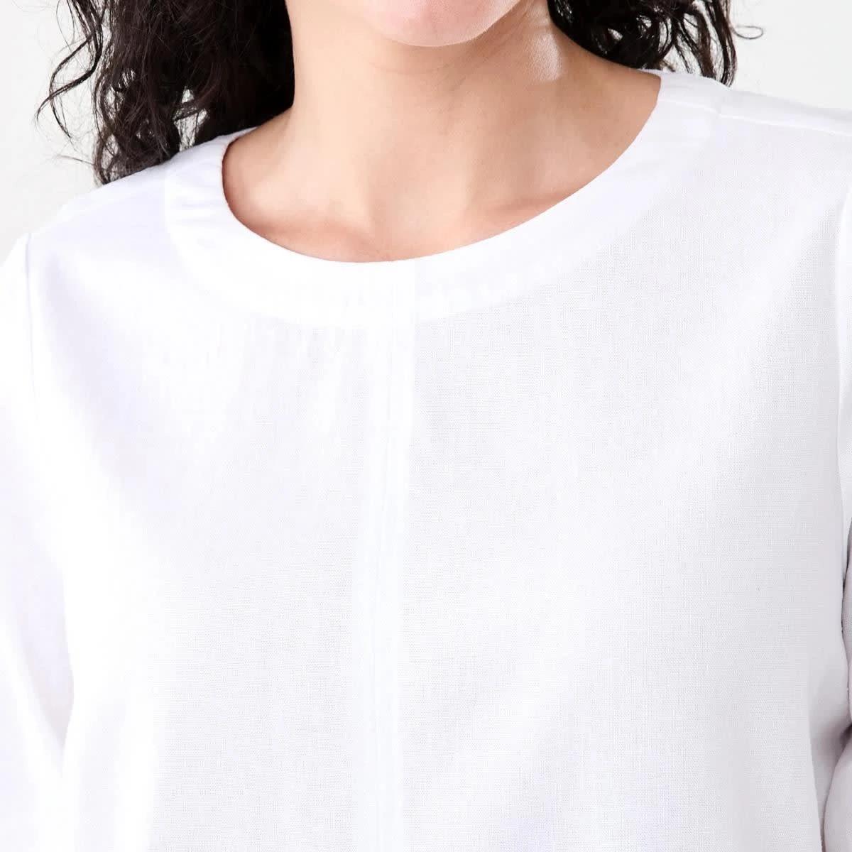 5 Long Sleeve Linen Blend Top WHITE, 5 of 7